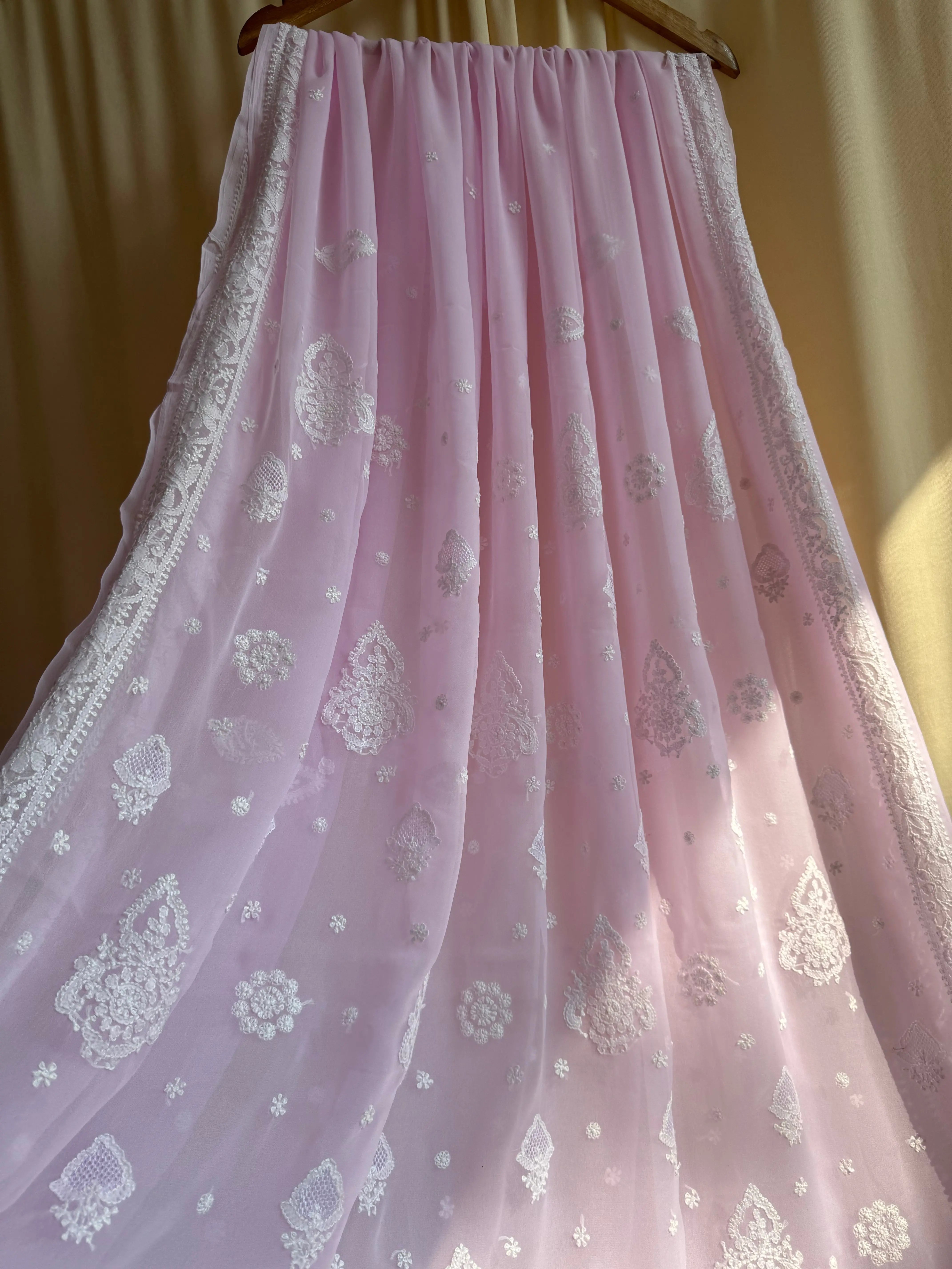 Georgette Chikankari saree in Pink ARIAA CHIKANKARI 