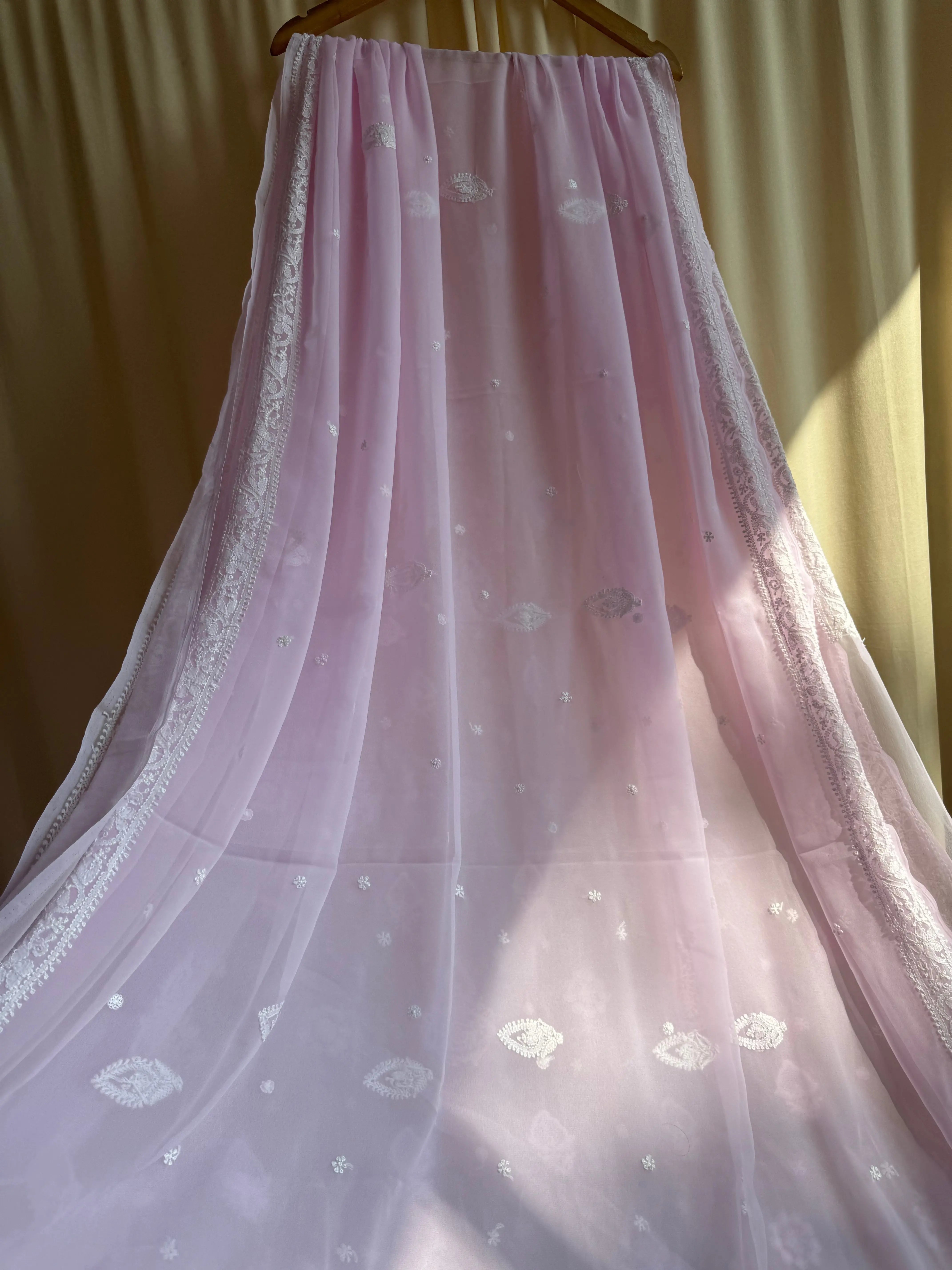 Georgette Chikankari saree in Pink ARIAA CHIKANKARI 