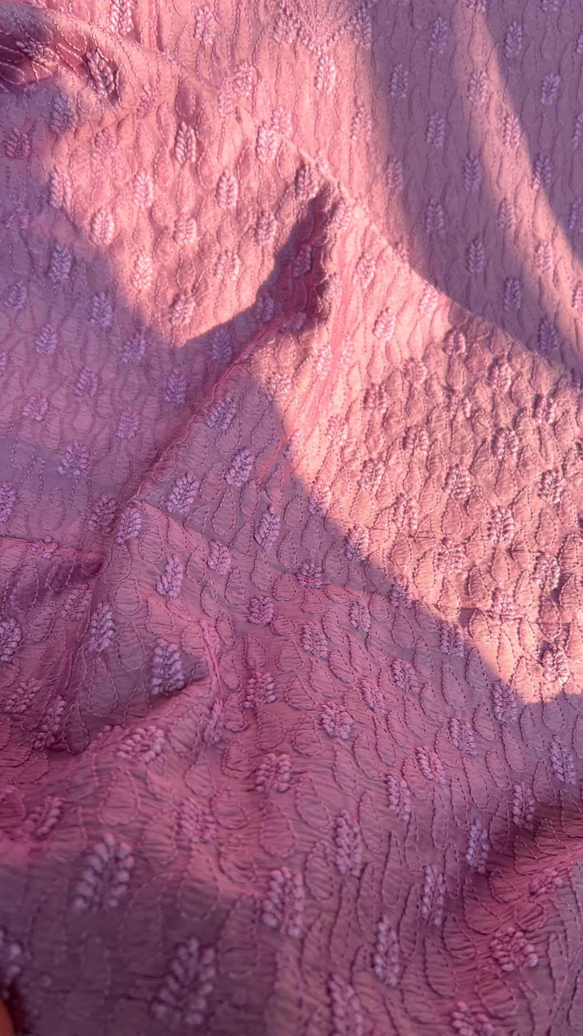 Pure Tussar Silk Chikankari Kurta Length - Mens- Mauve