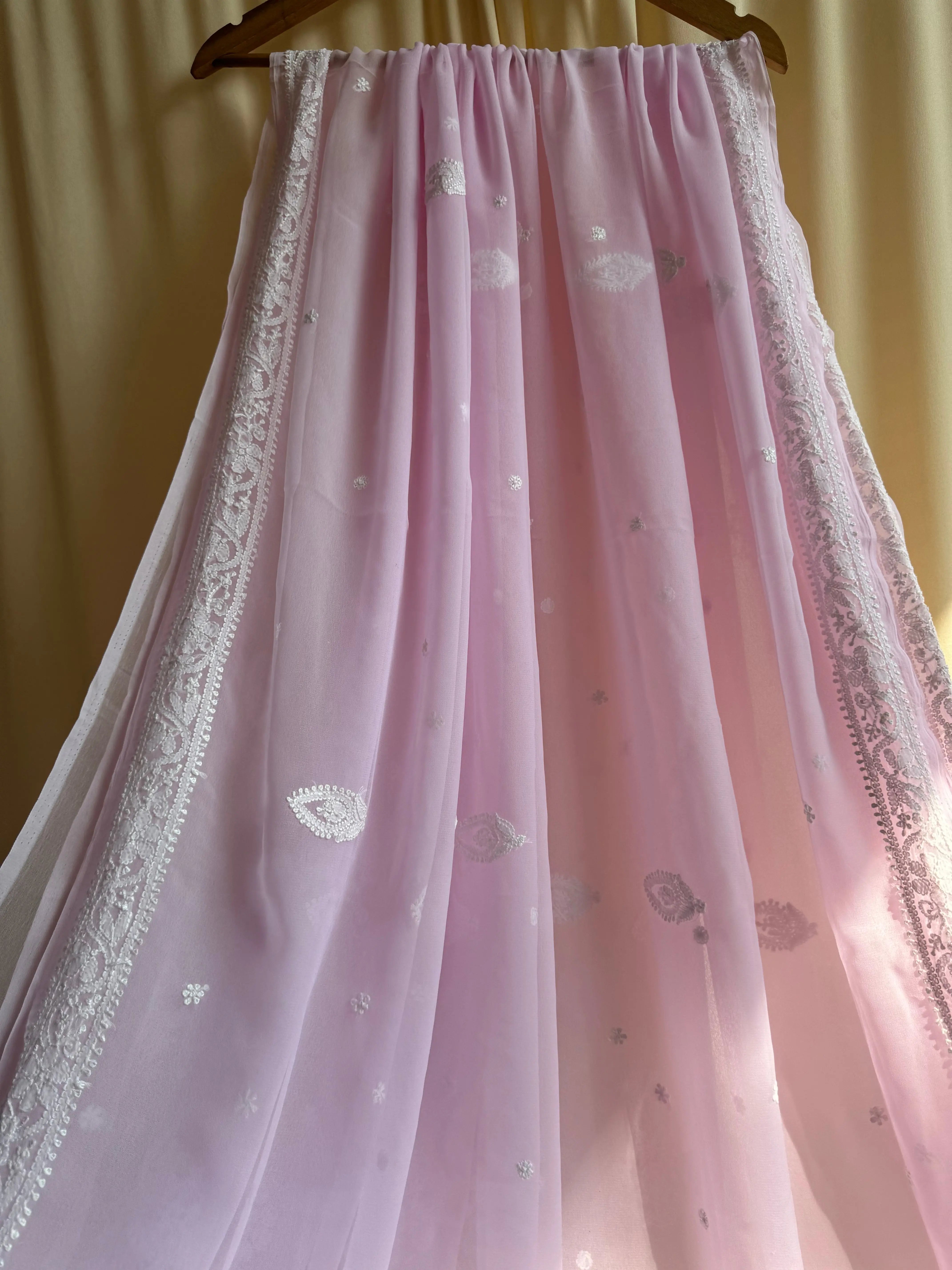 Georgette Chikankari saree in Pink ARIAA CHIKANKARI 