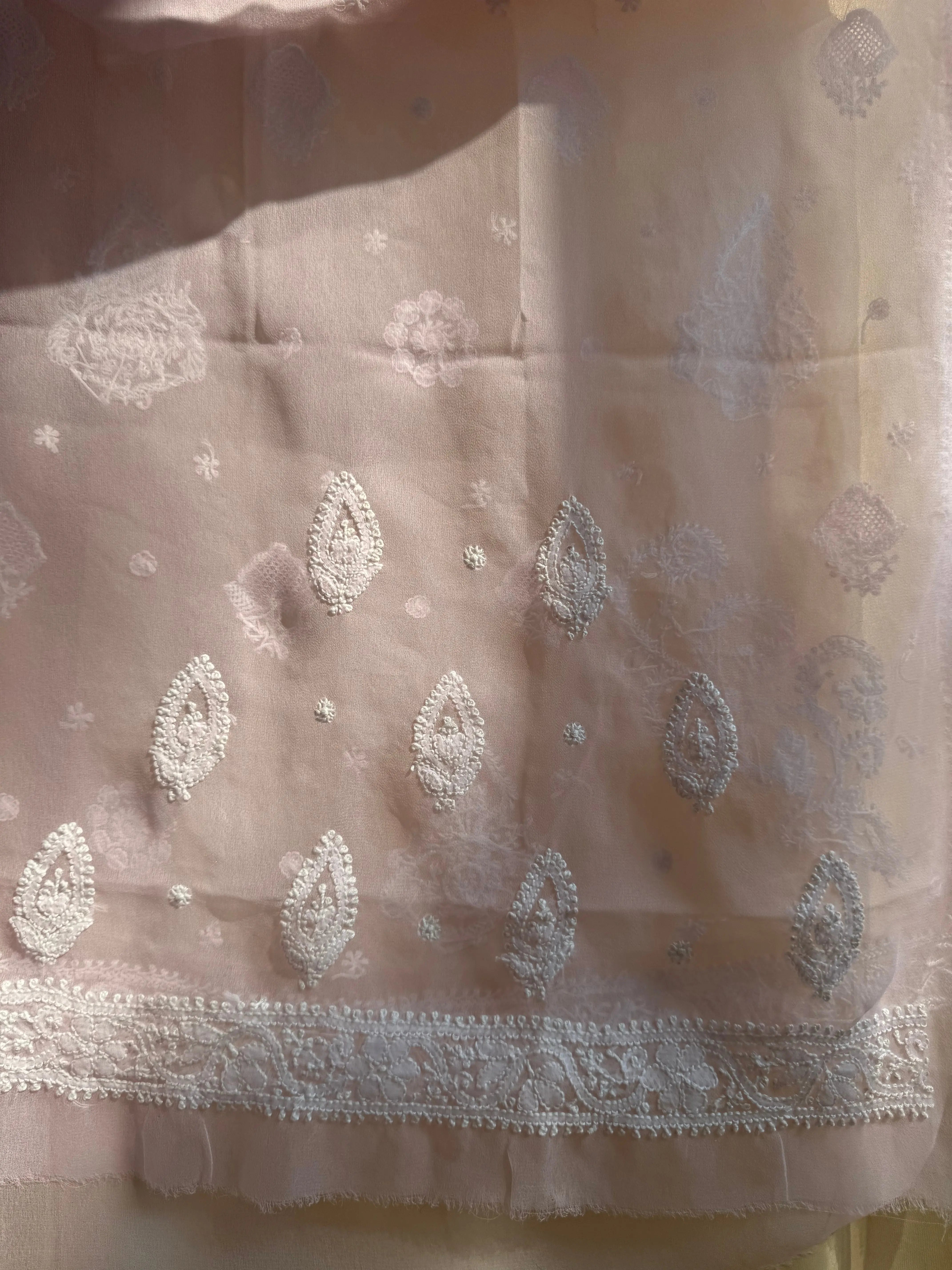 Georgette Chikankari saree in Pink ARIAA CHIKANKARI 