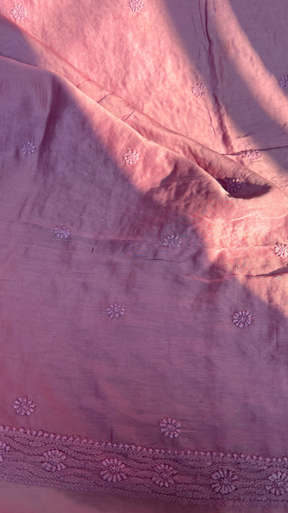 Pure Tussar Silk Chikankari Kurta Length - Mens- Mauve