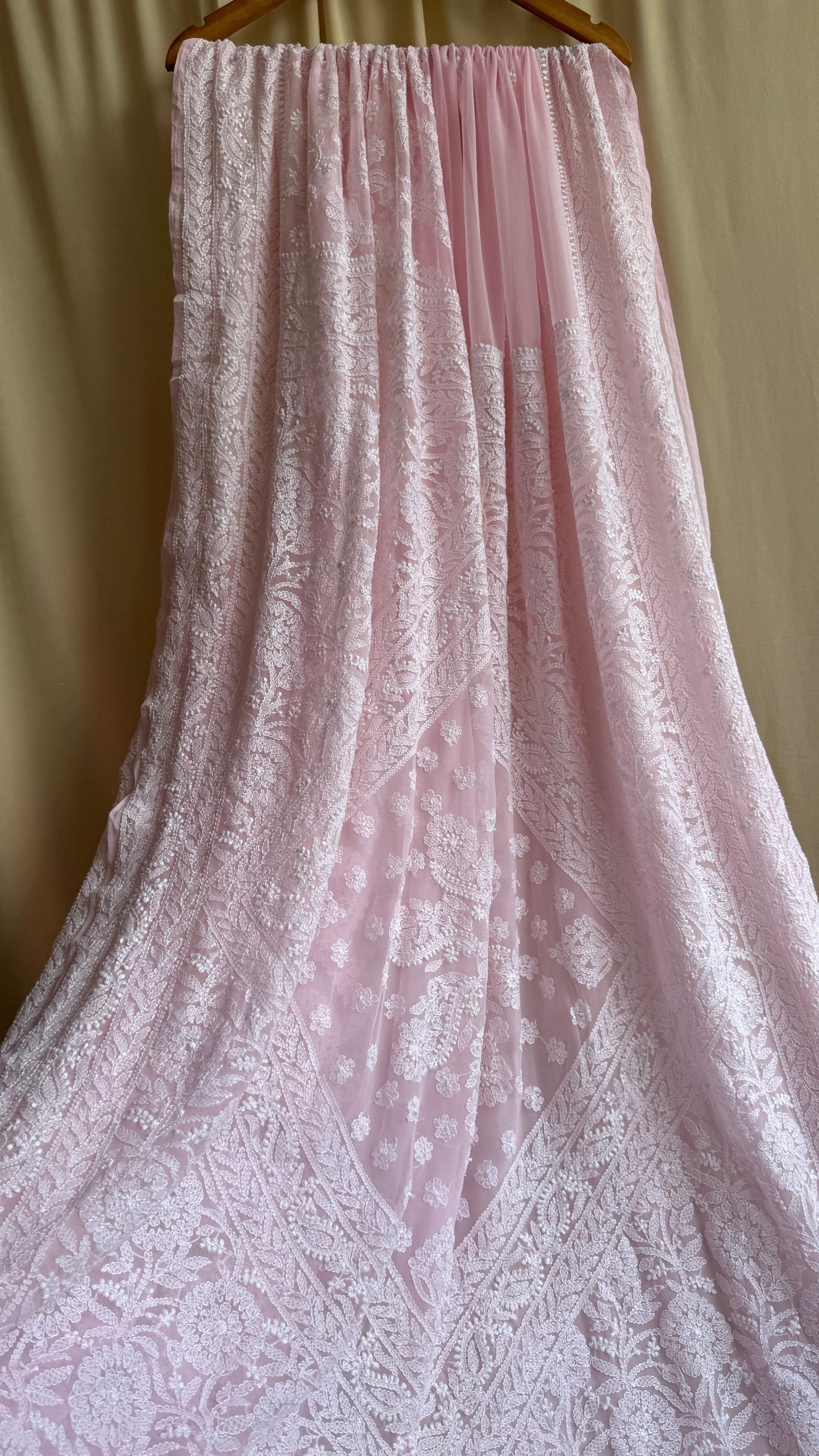 Georgette Chikankari saree in Pink