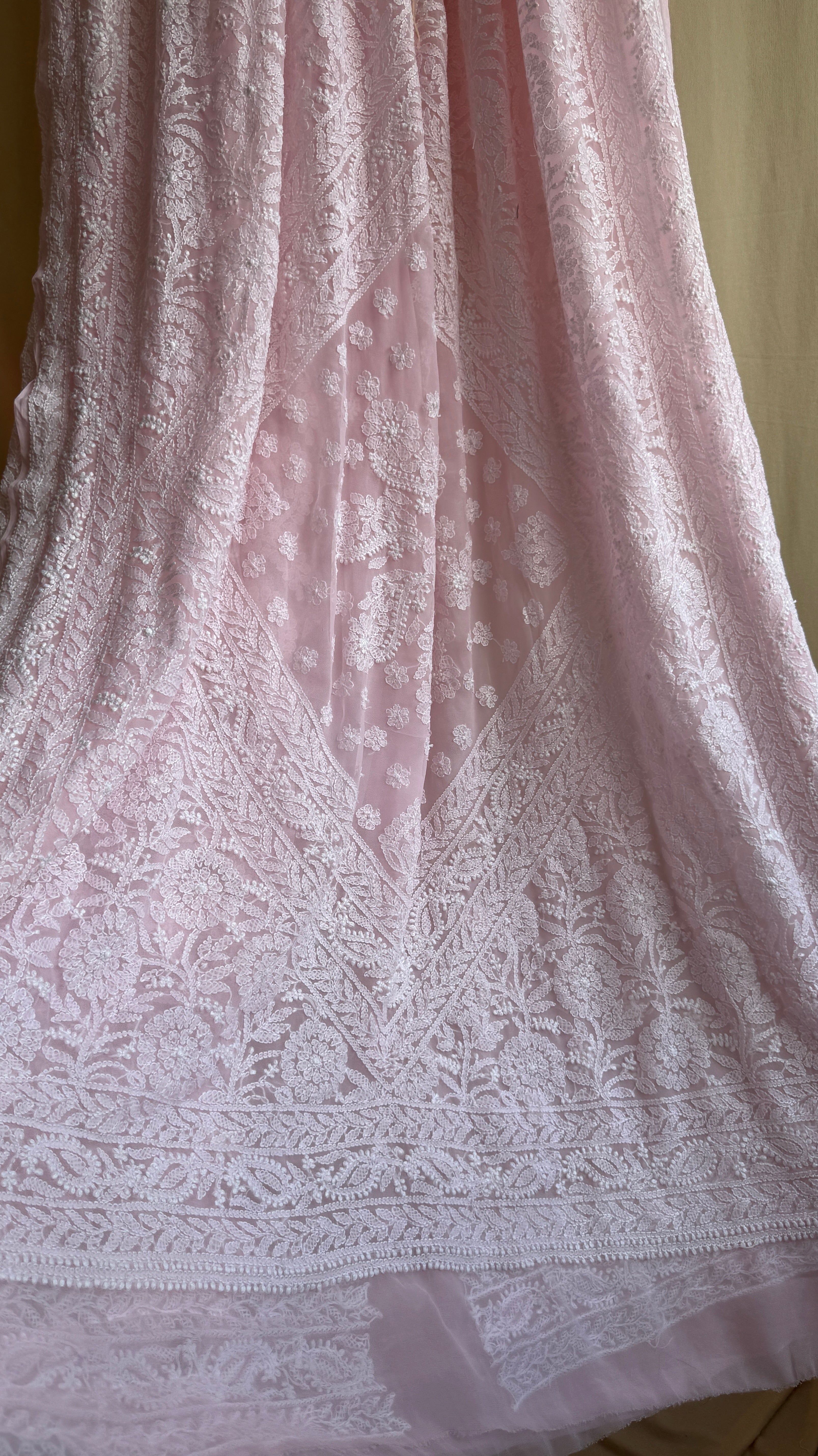 Georgette Chikankari saree in Pink