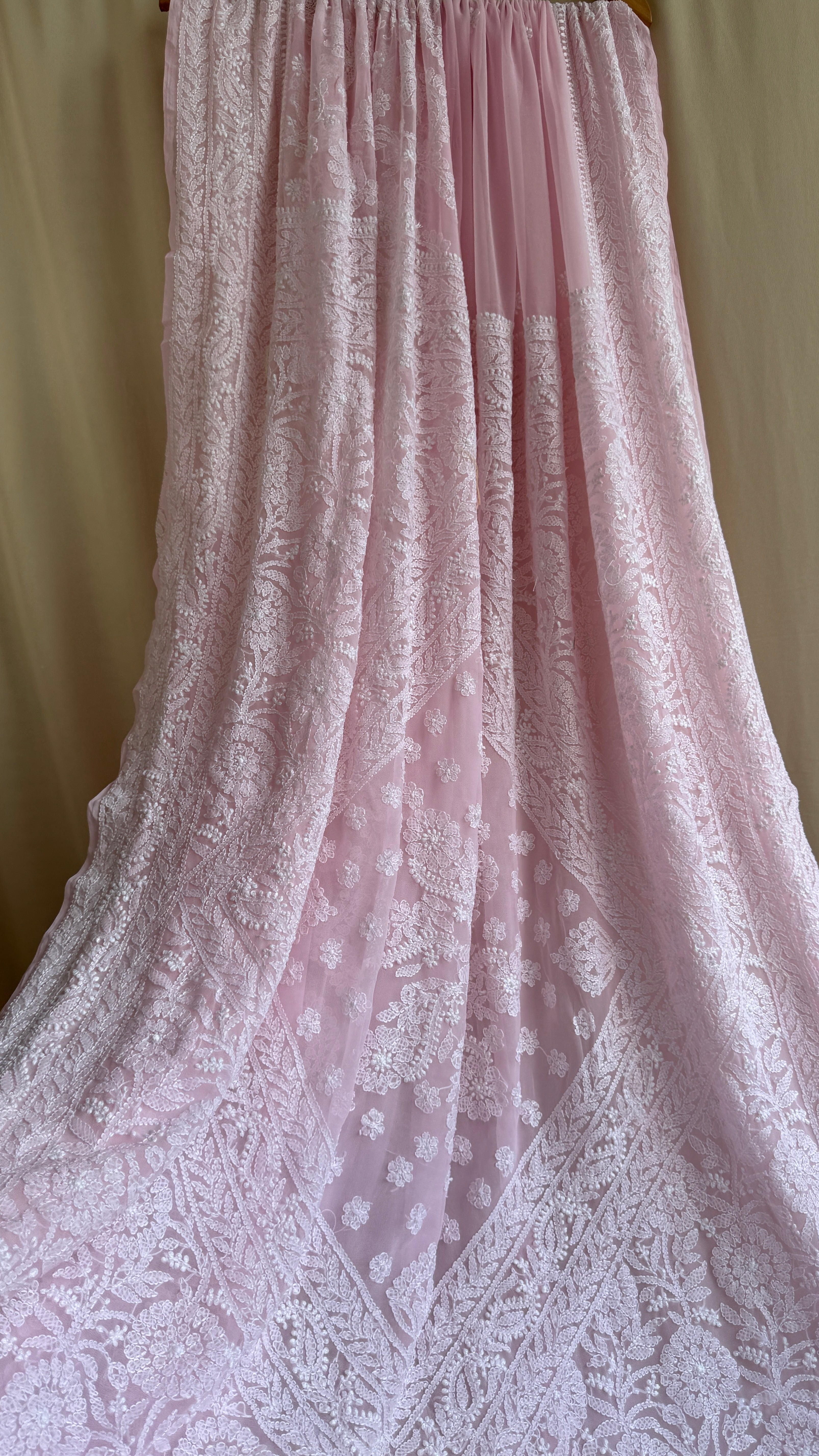 Georgette Chikankari saree in Pink