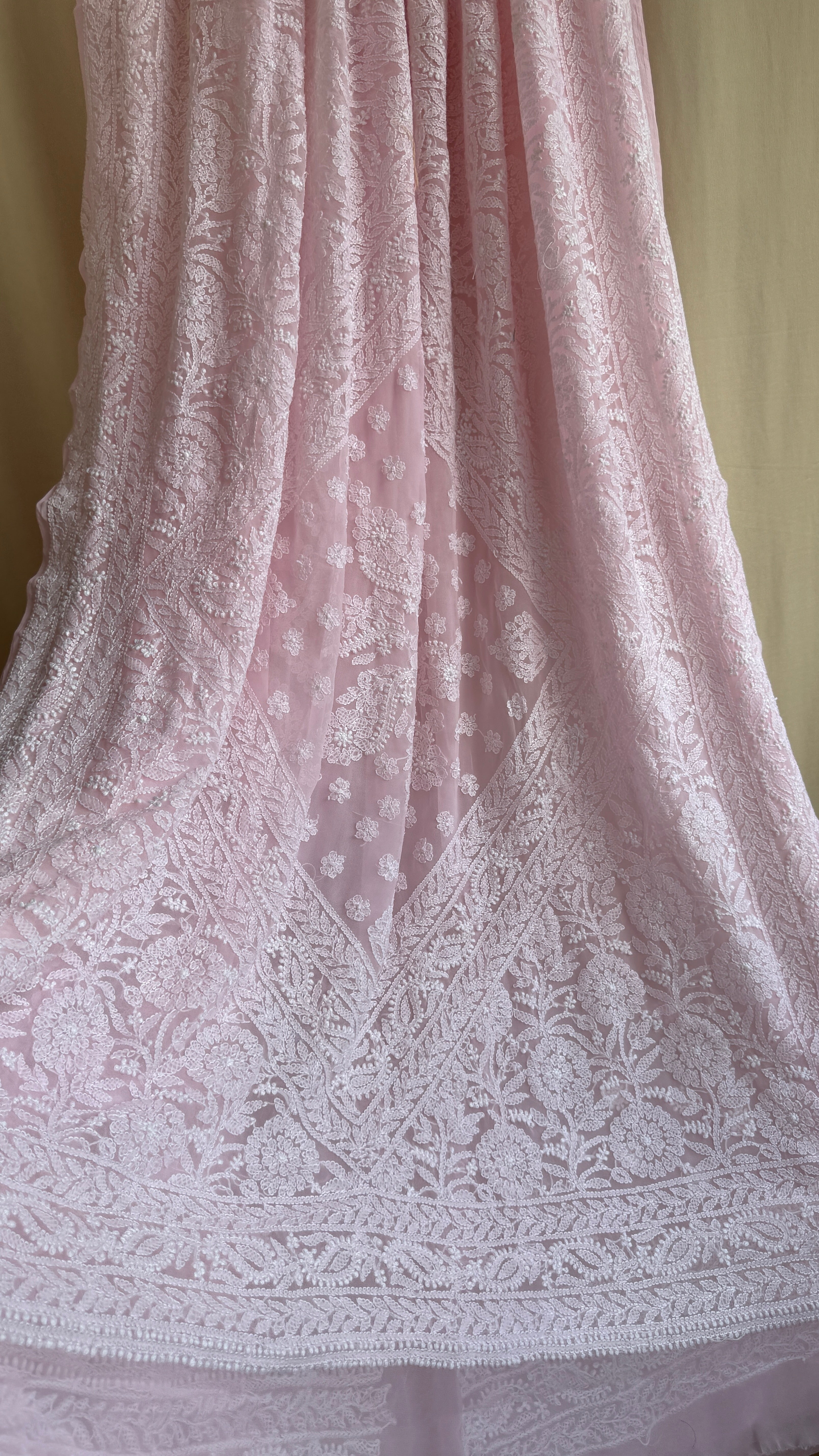 Georgette Chikankari saree in Pink