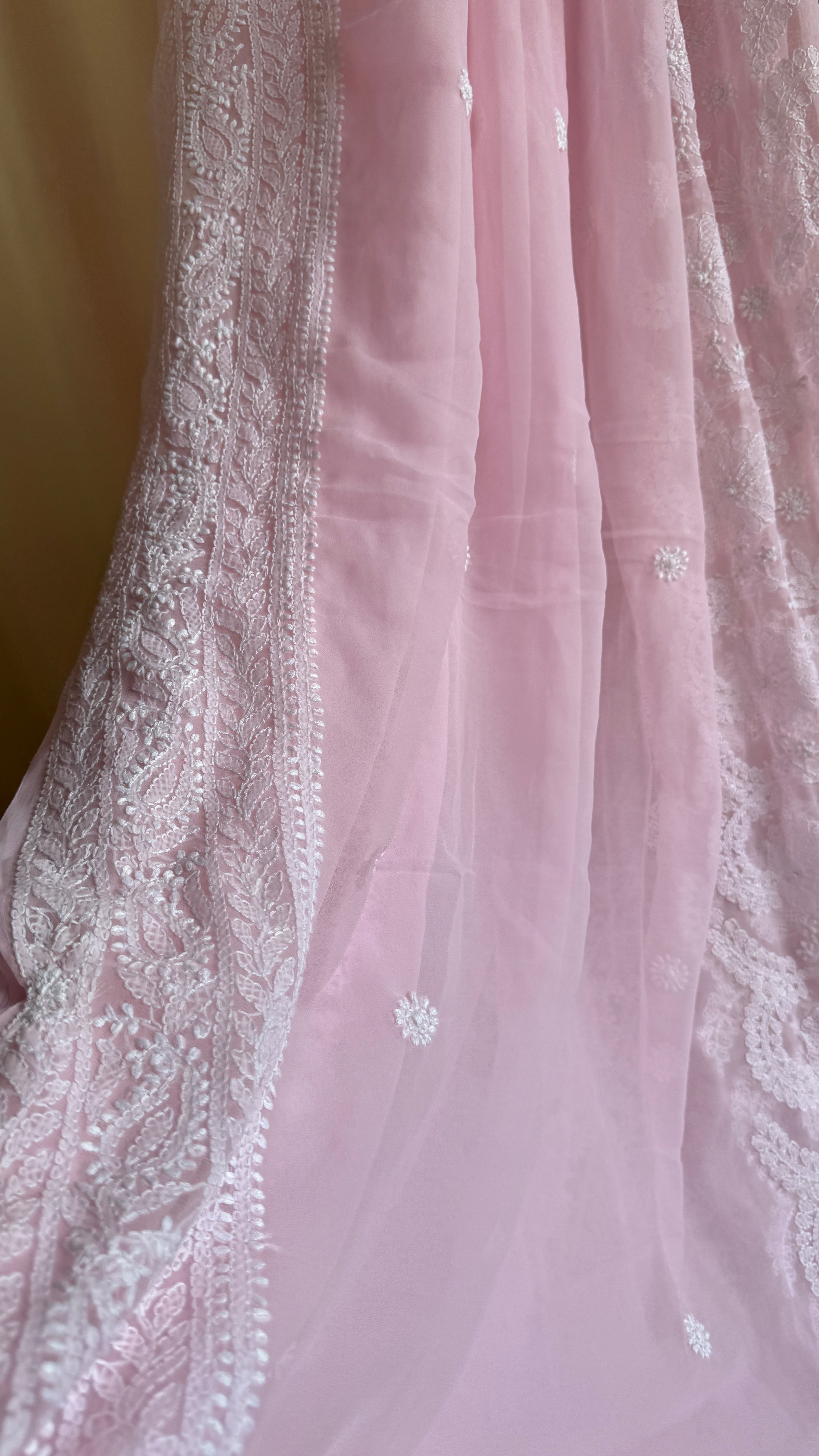 Georgette Chikankari saree in Pink