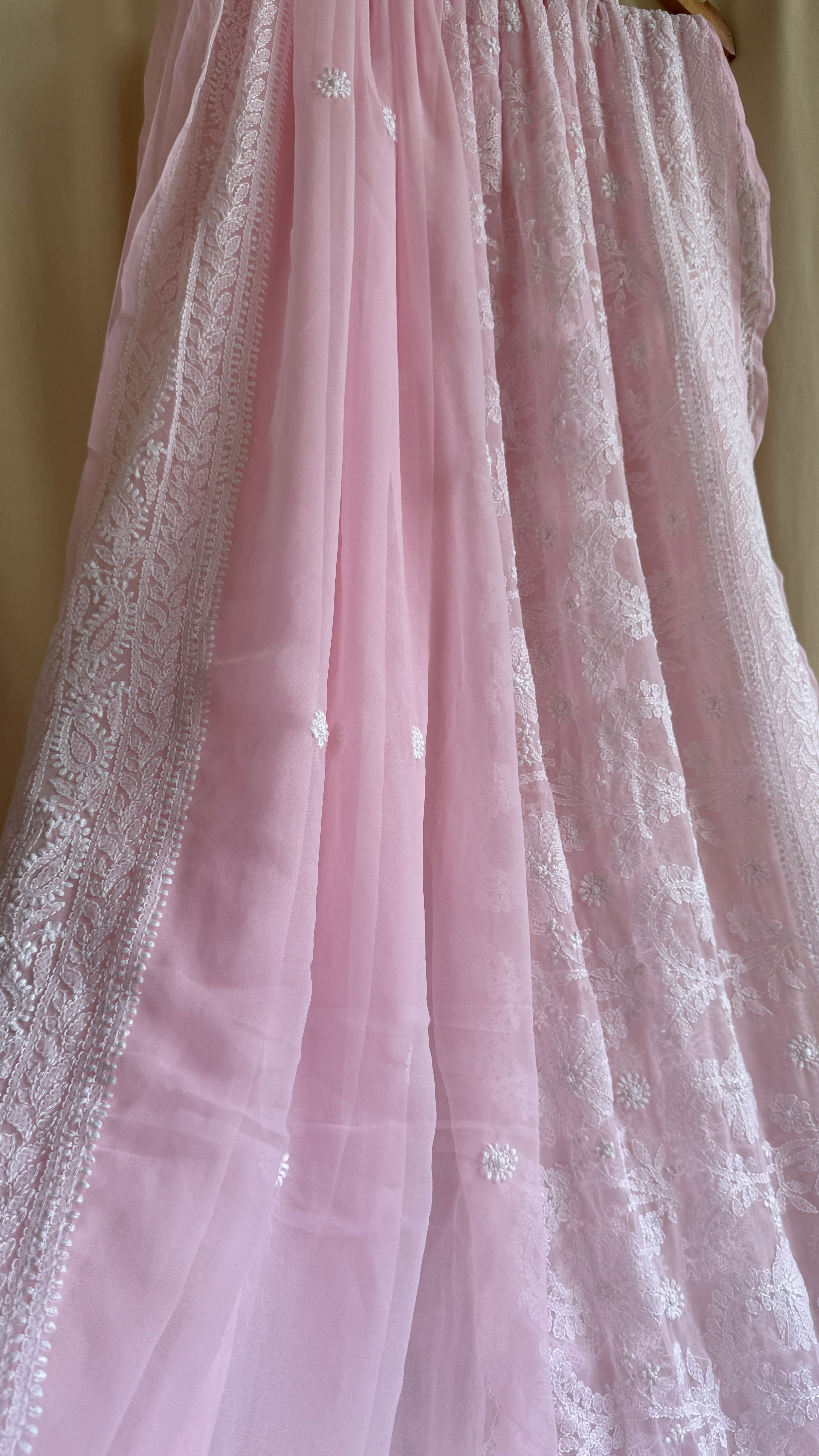 Georgette Chikankari saree in Pink