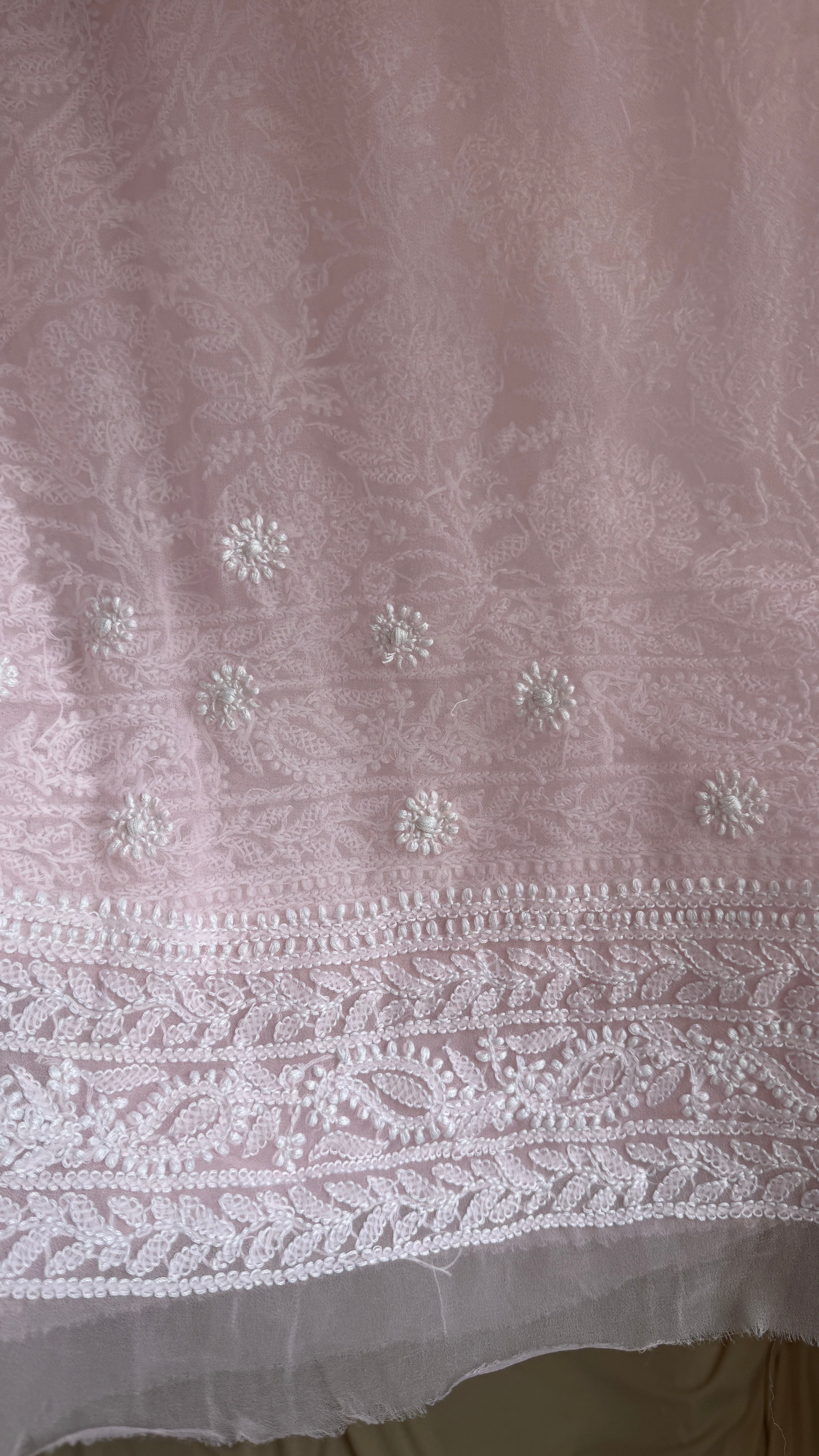 Georgette Chikankari saree in Pink
