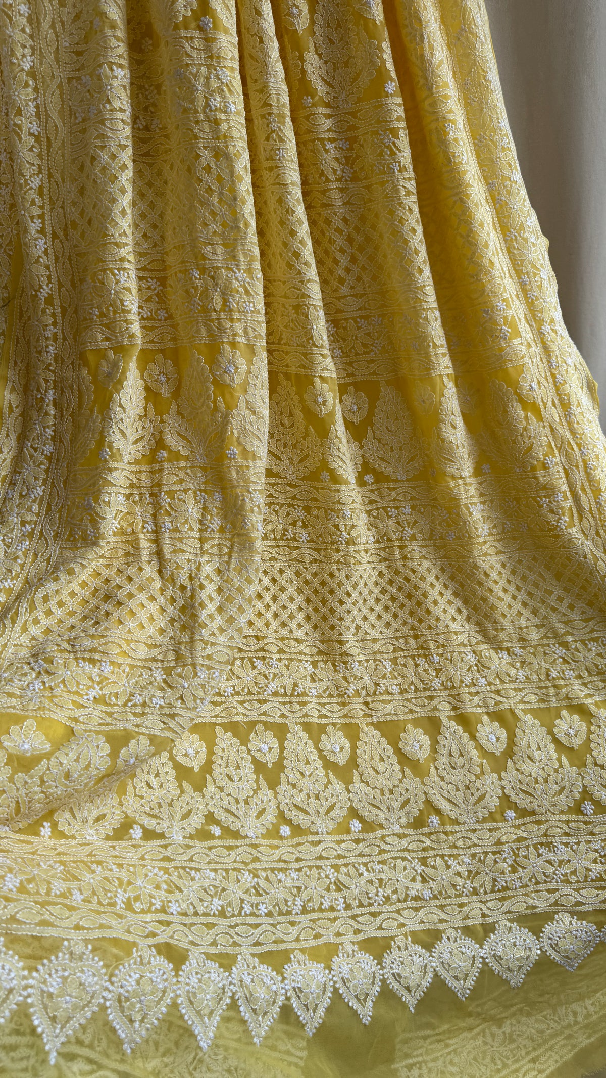 Georgette Chikankari saree in Yellow