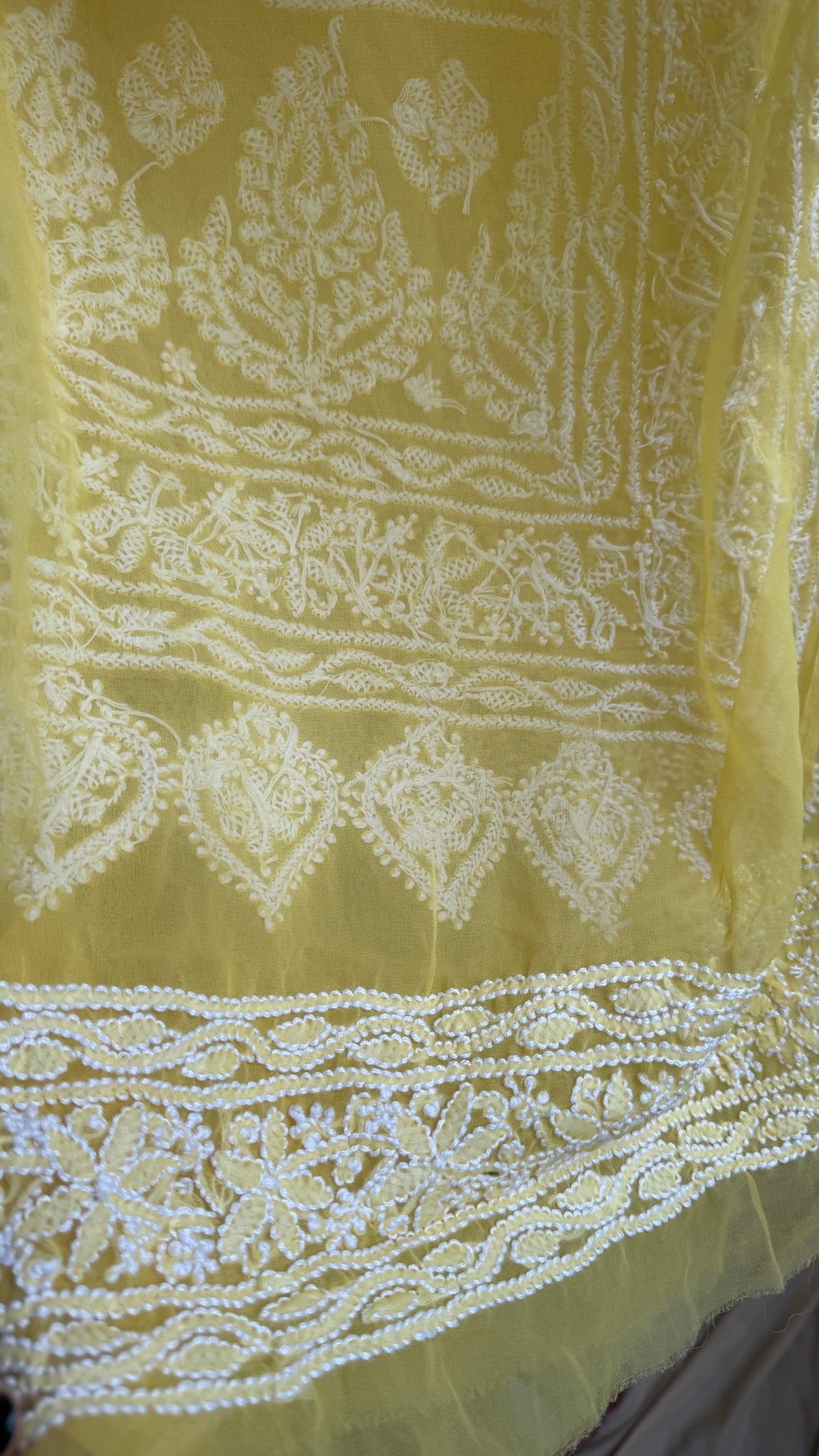 Georgette Chikankari saree in Yellow