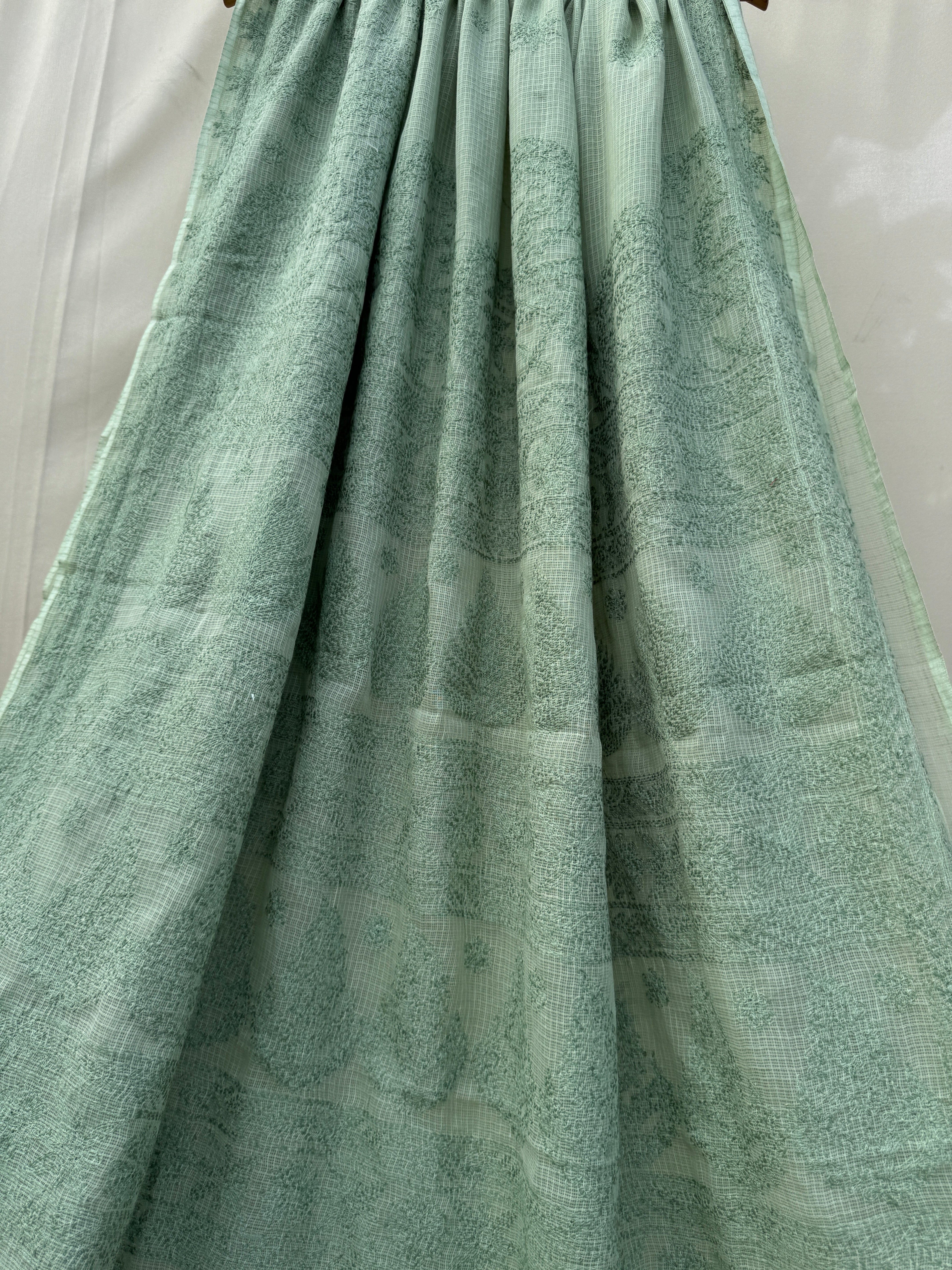 Kota Chikankari saree in Forest Green