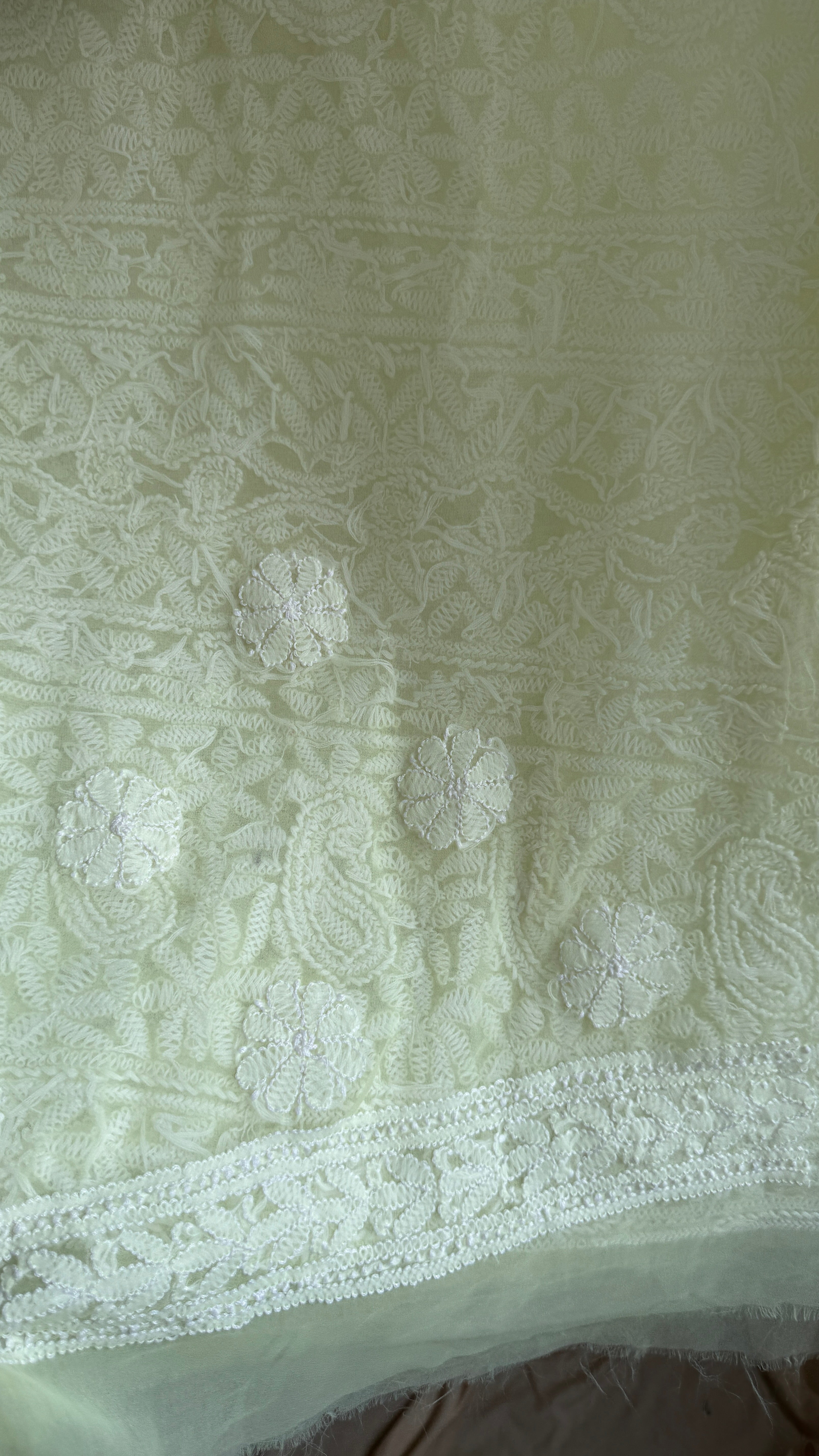 Georgette Chikankari saree in Lemon Yellow