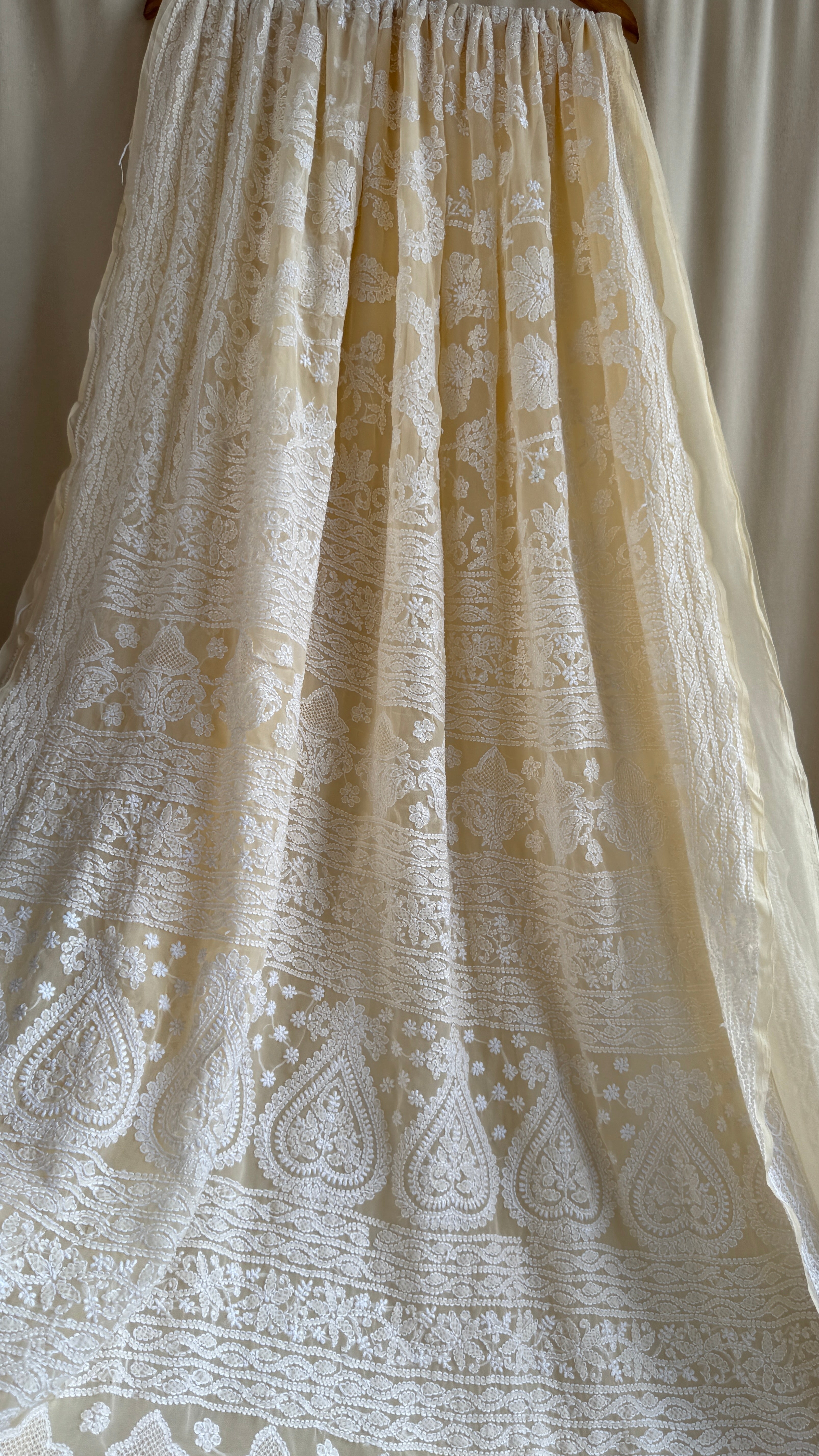 Georgette Chikankari saree in Cream