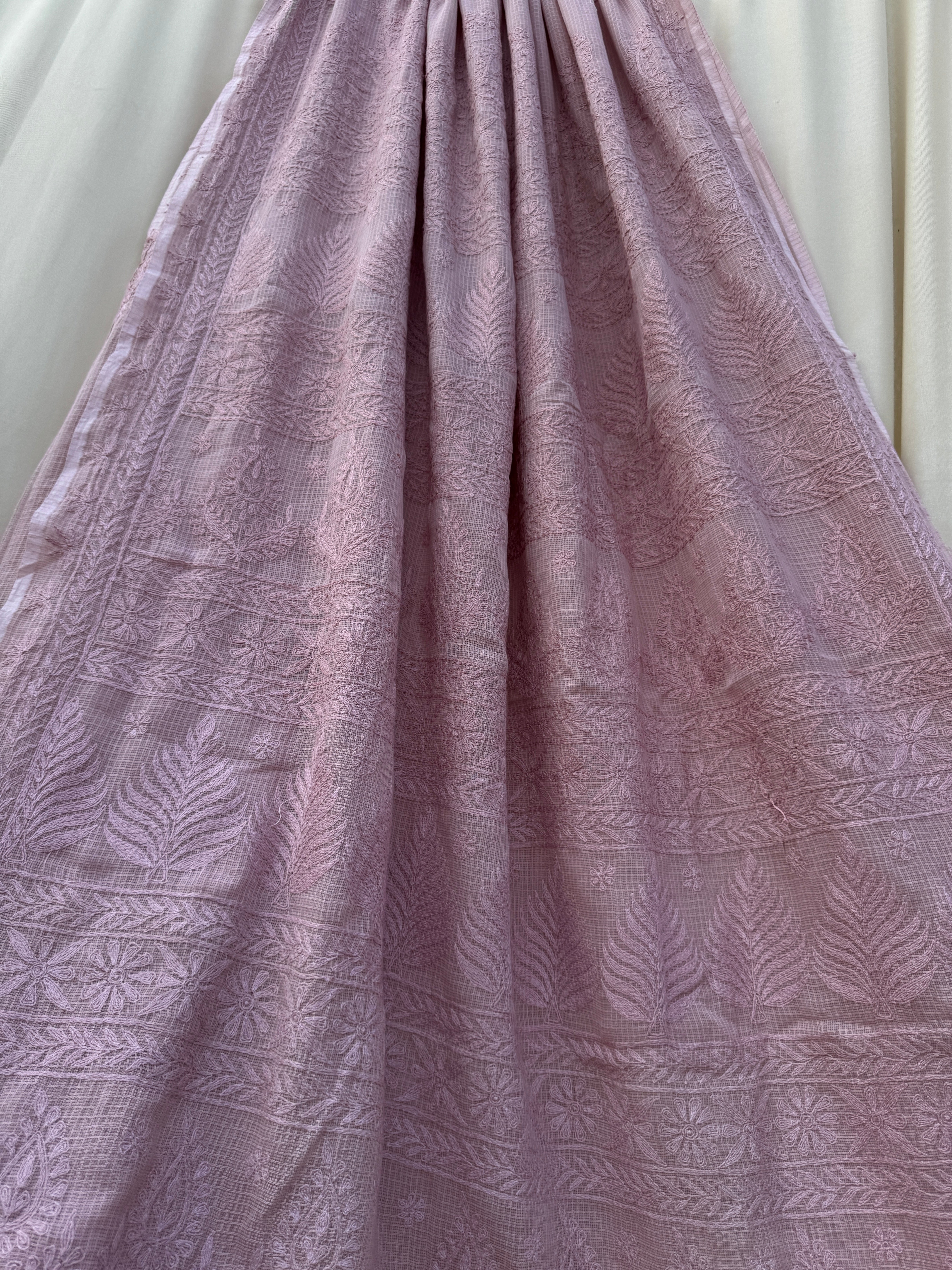Kota Chikankari saree in Pale Pink