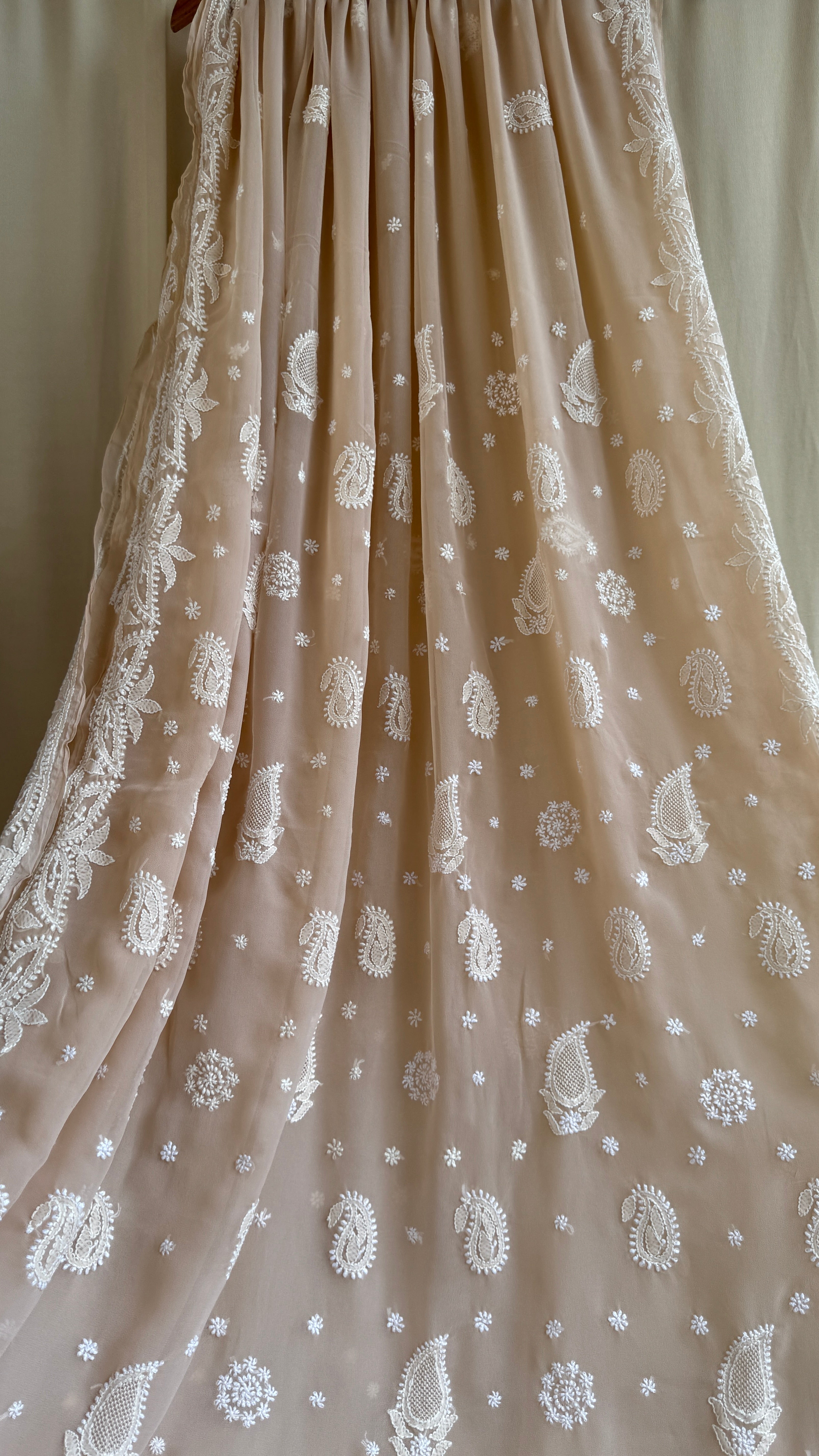 Georgette Chikankari saree in Nude Pink