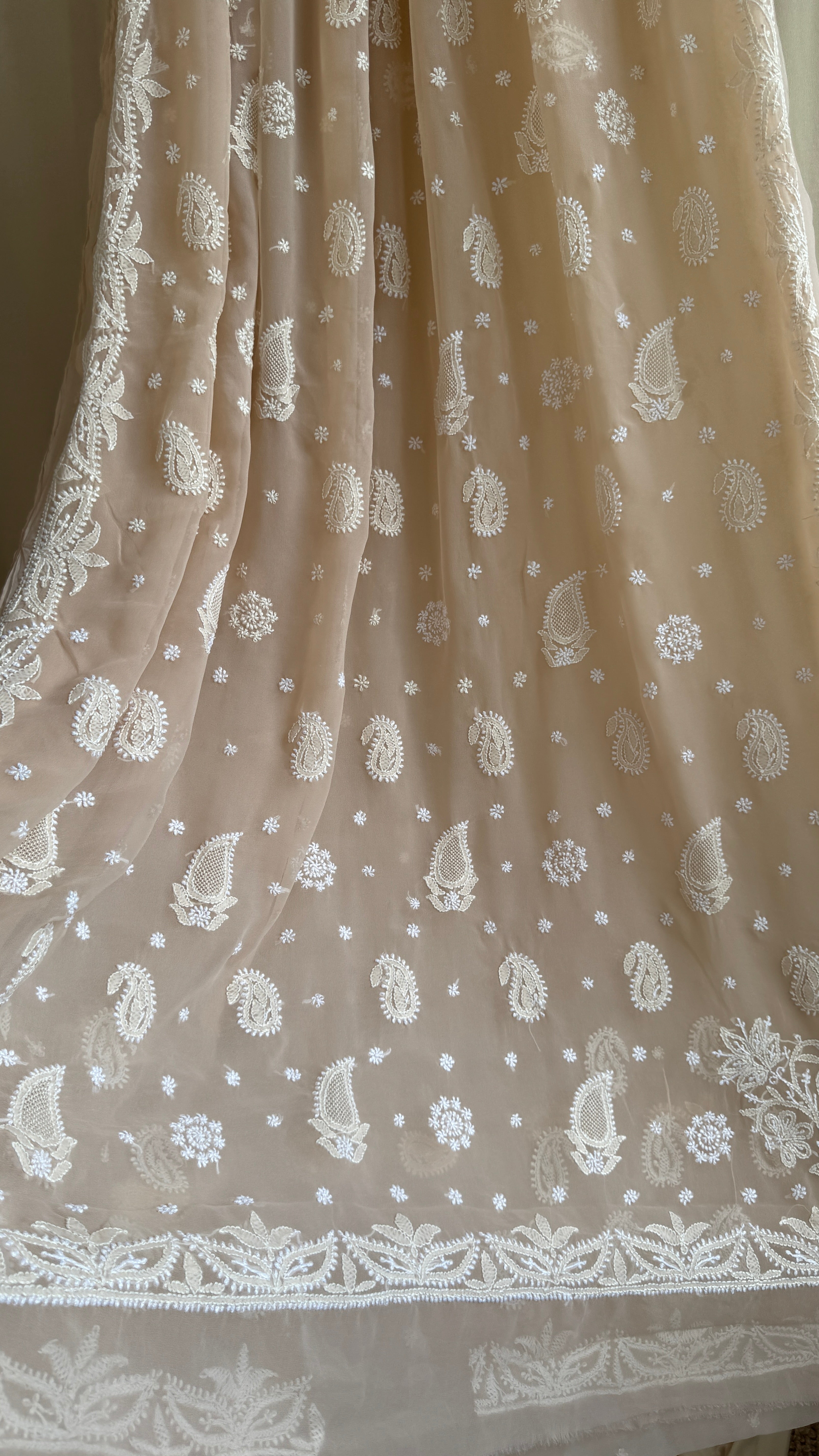 Georgette Chikankari saree in Nude Pink