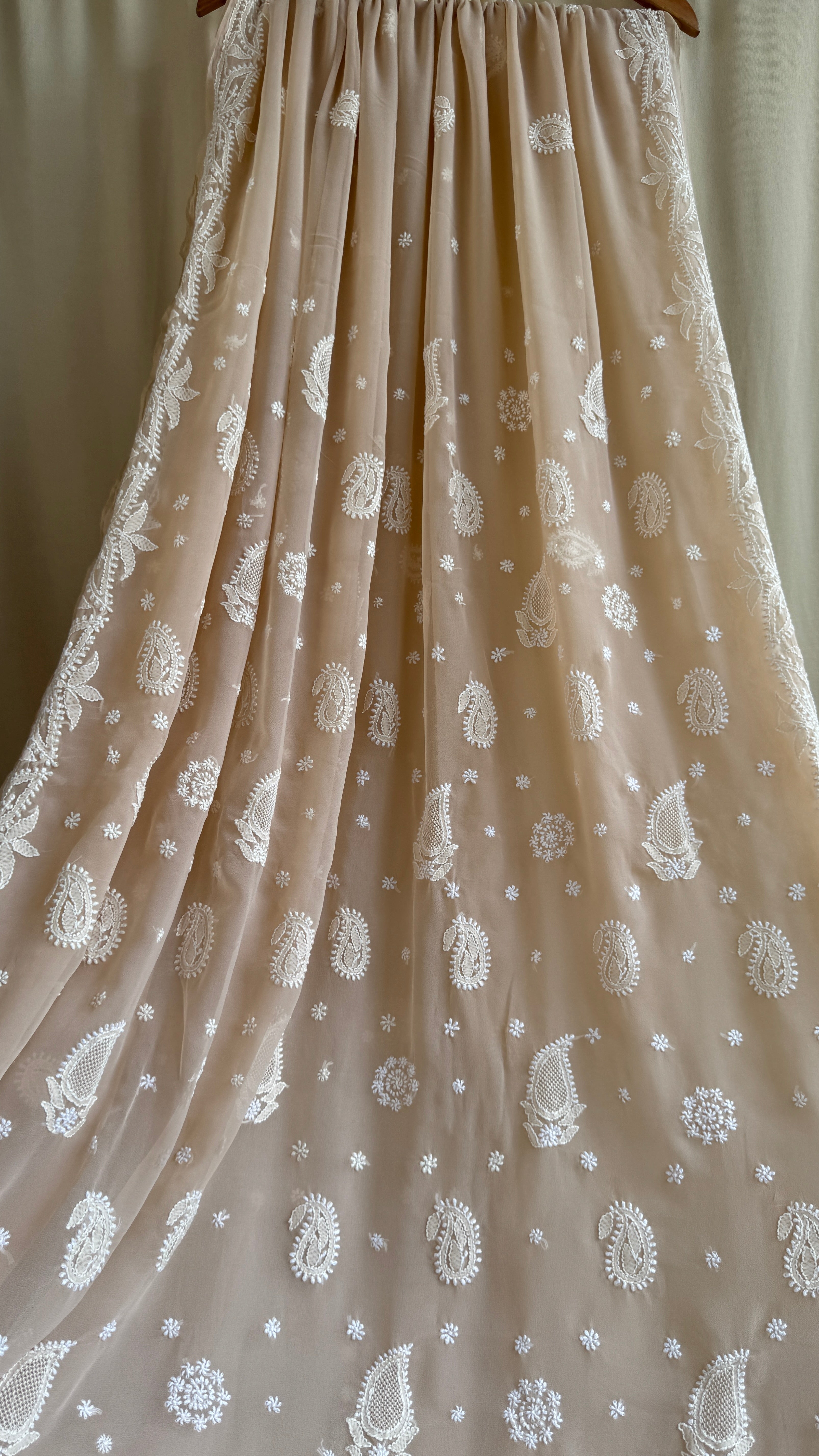 Georgette Chikankari saree in Nude Pink