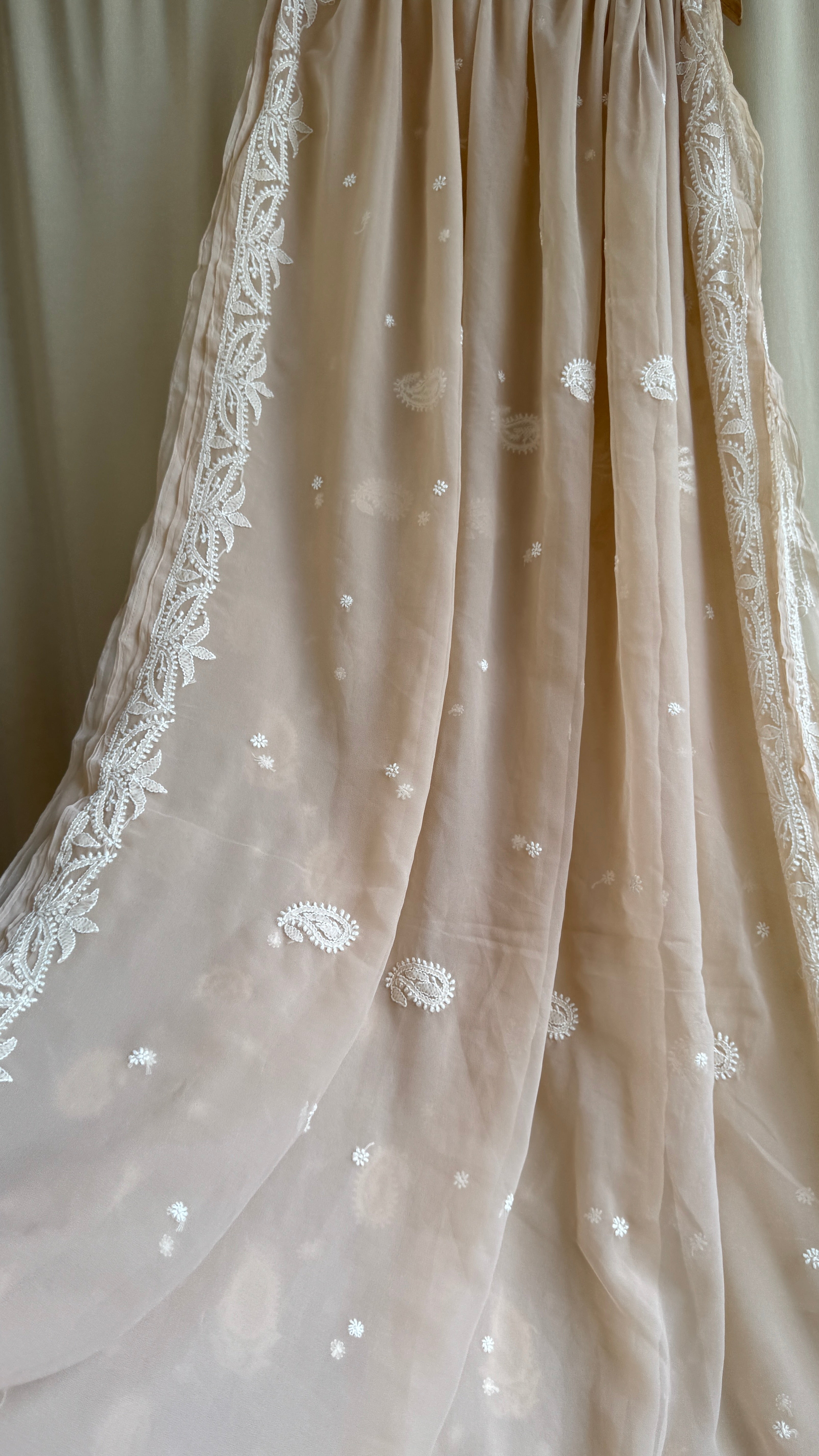 Georgette Chikankari saree in Nude Pink