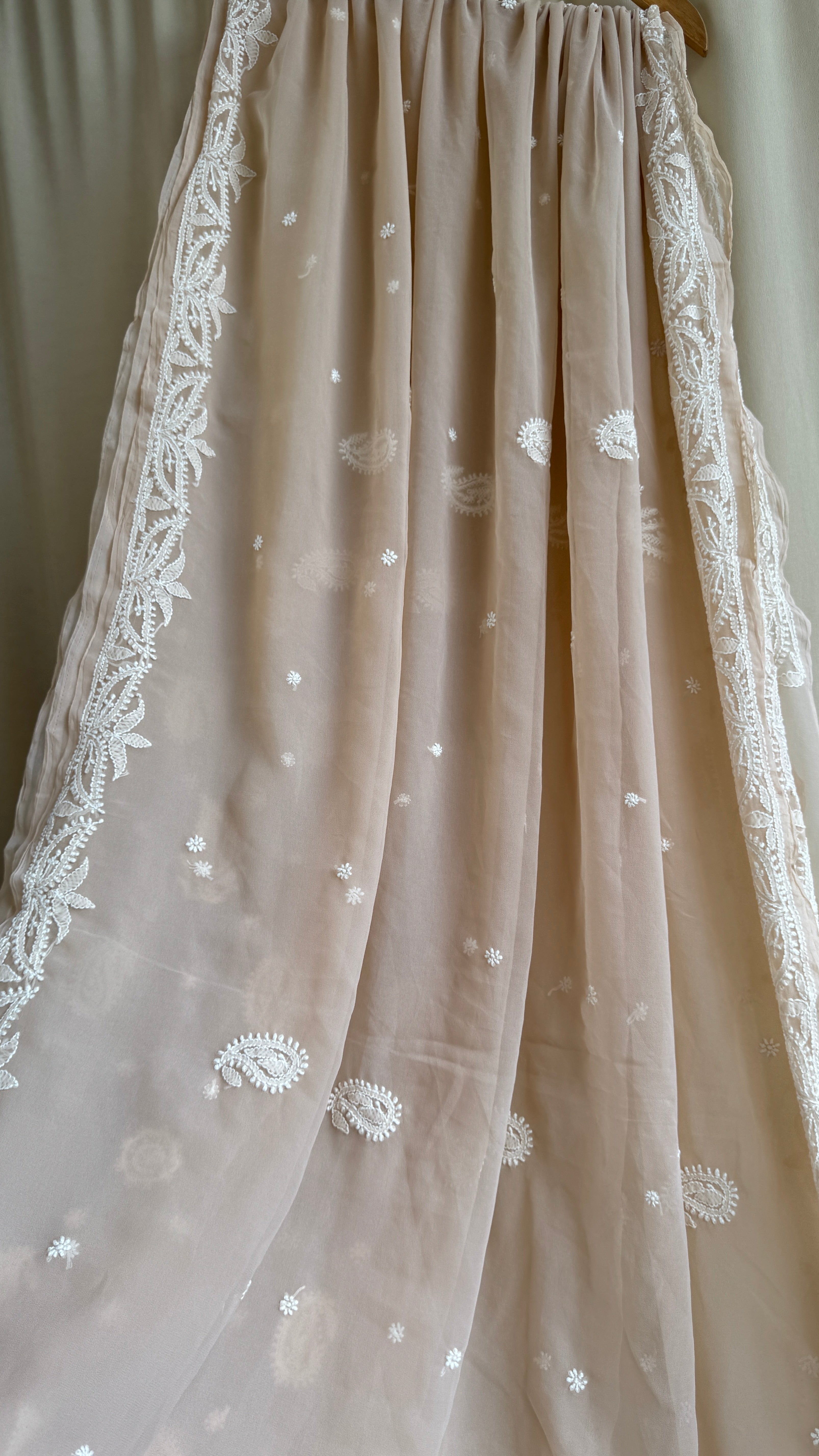 Georgette Chikankari saree in Nude Pink