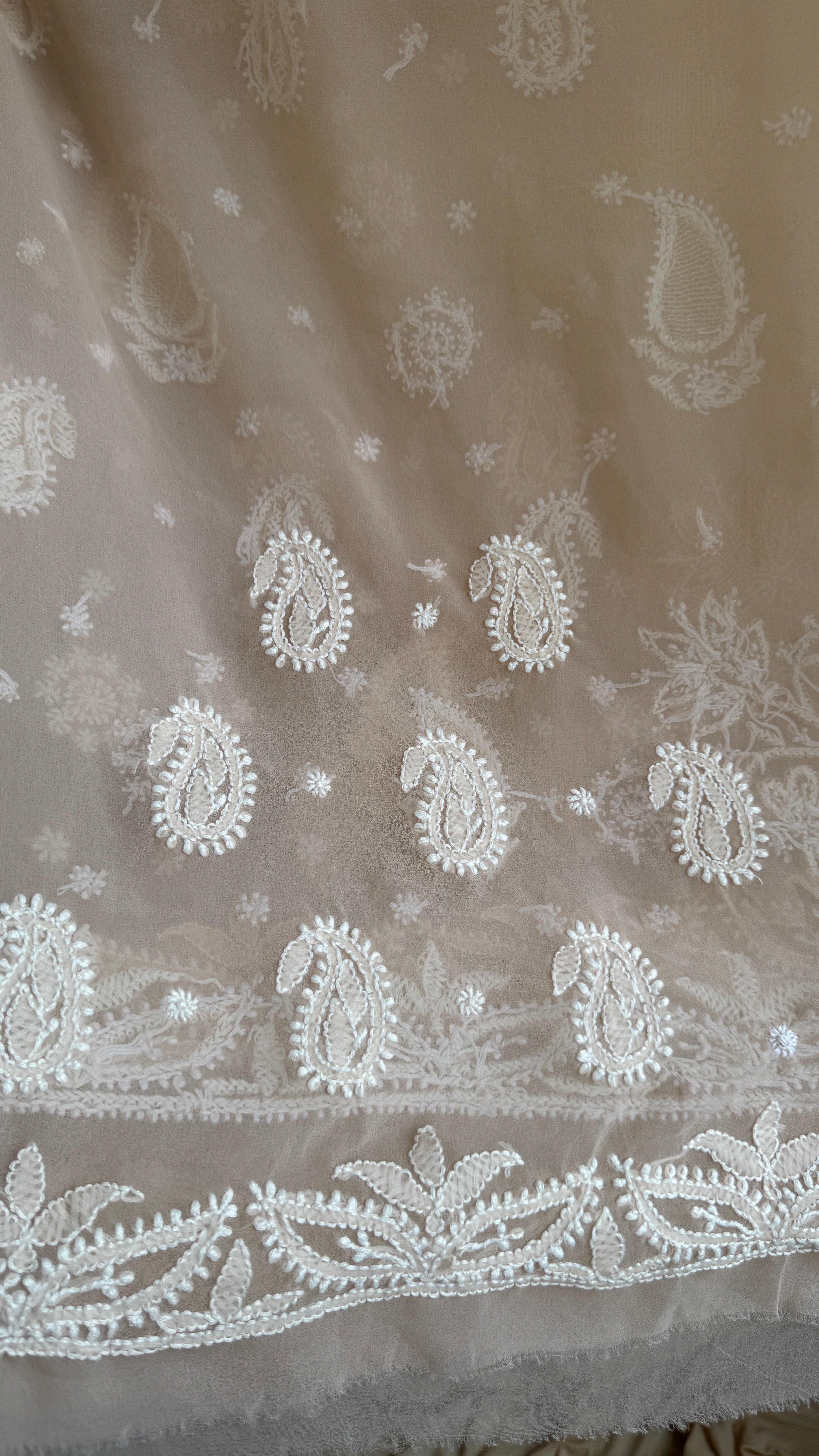 Georgette Chikankari saree in Nude Pink