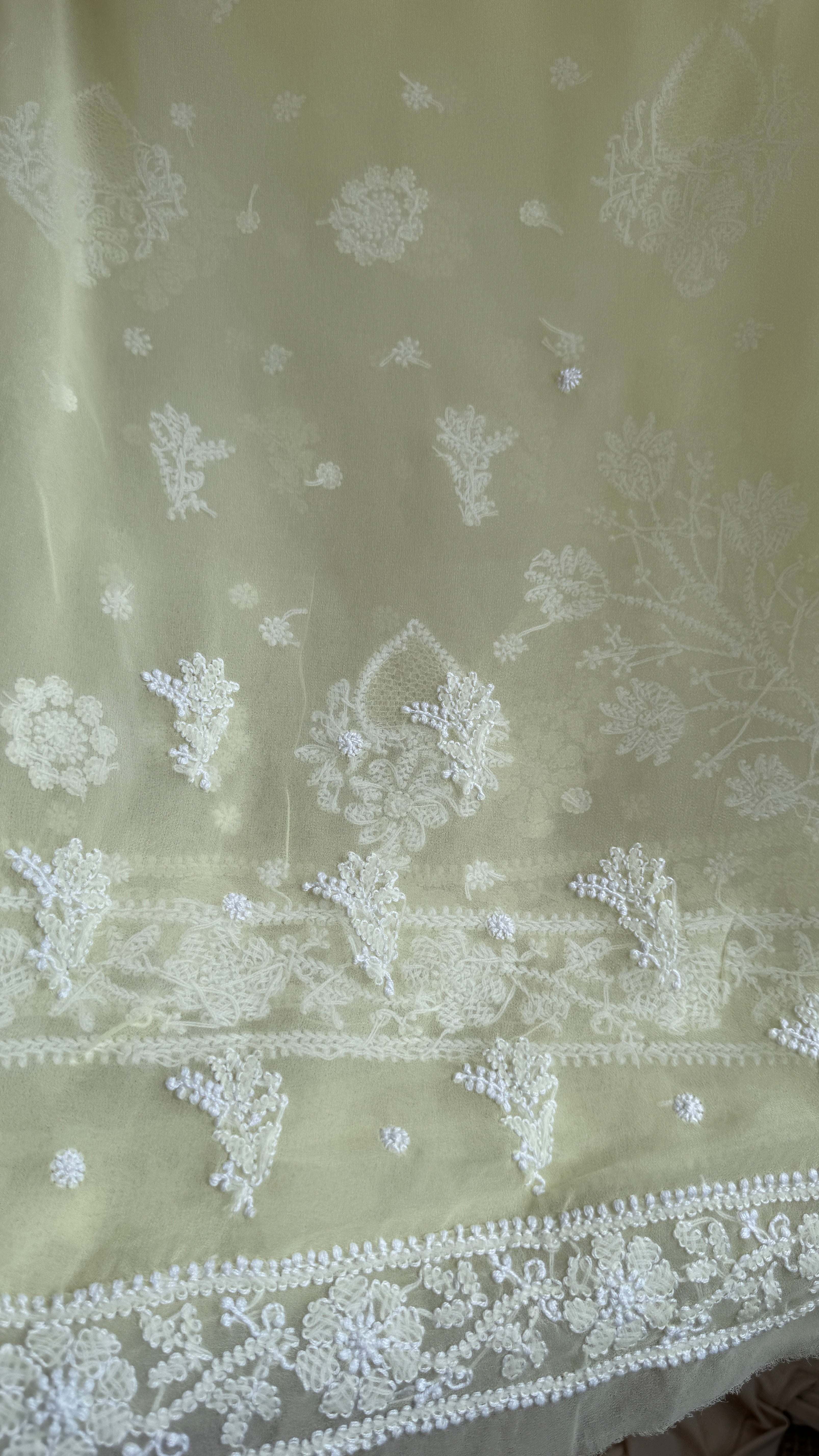 Georgette Chikankari saree in Lemon Yellow