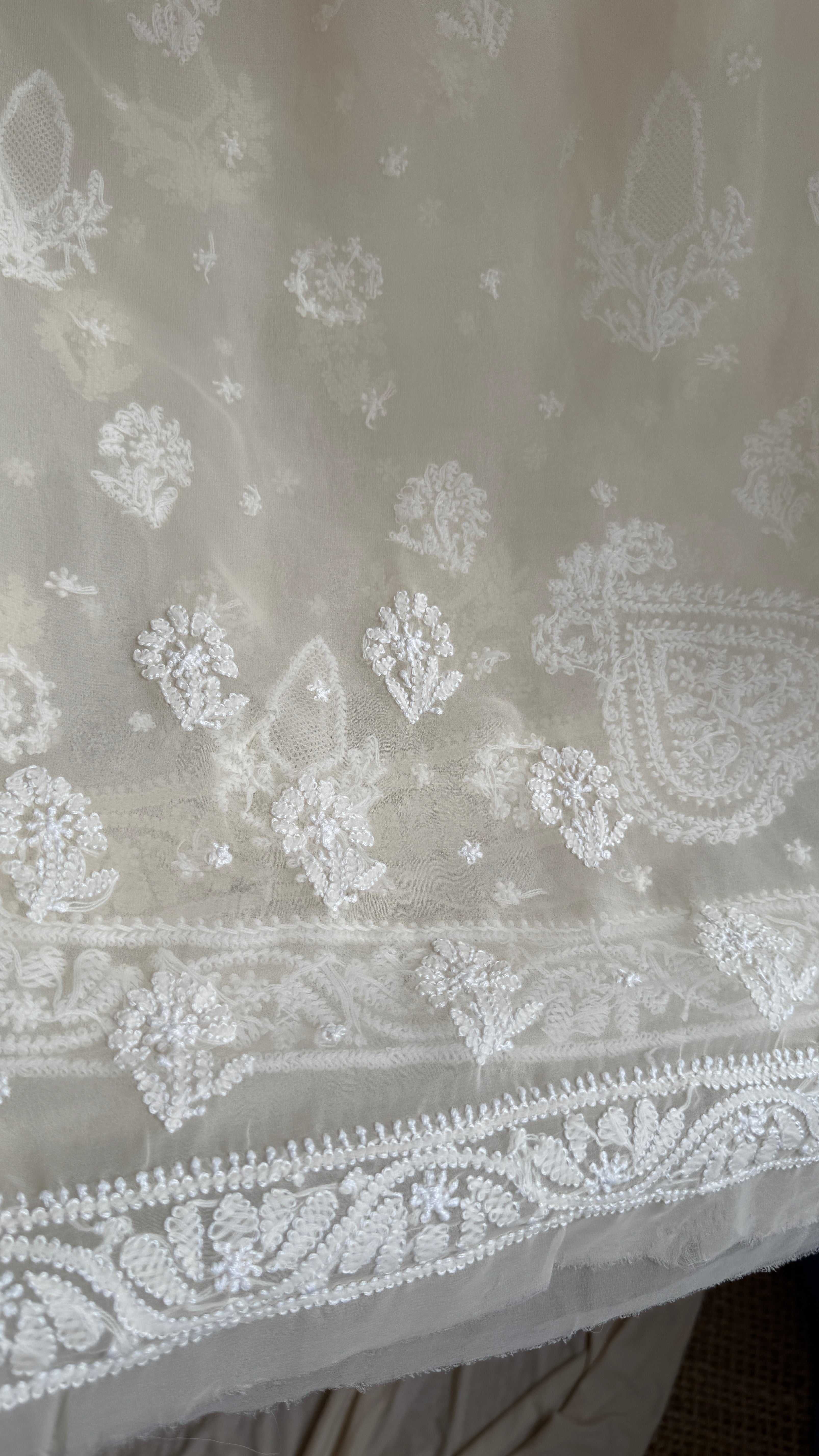 Georgette Chikankari saree in Cream