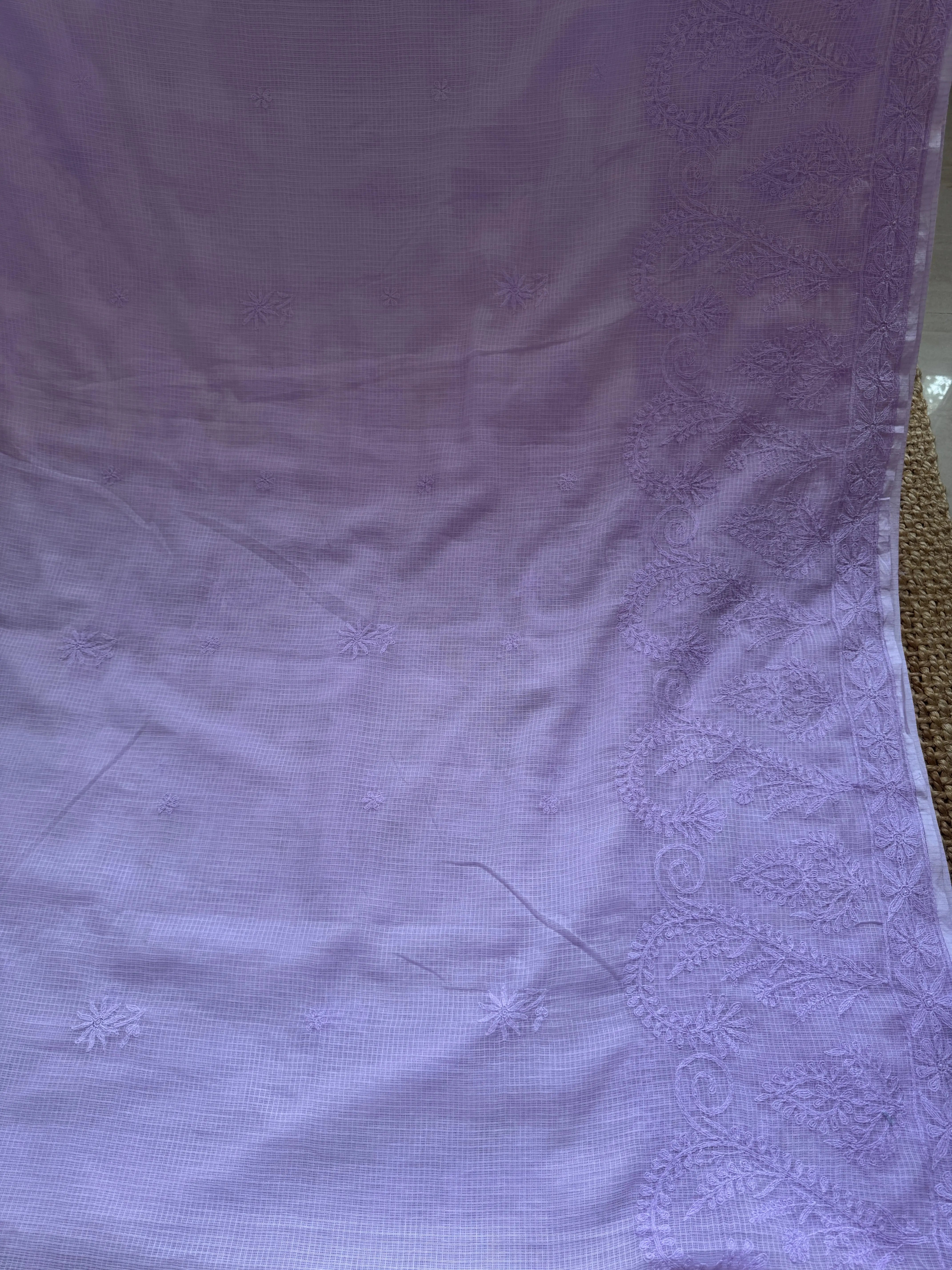 Kota Chikankari saree in Lilac ARIAA CHIKANKARI 