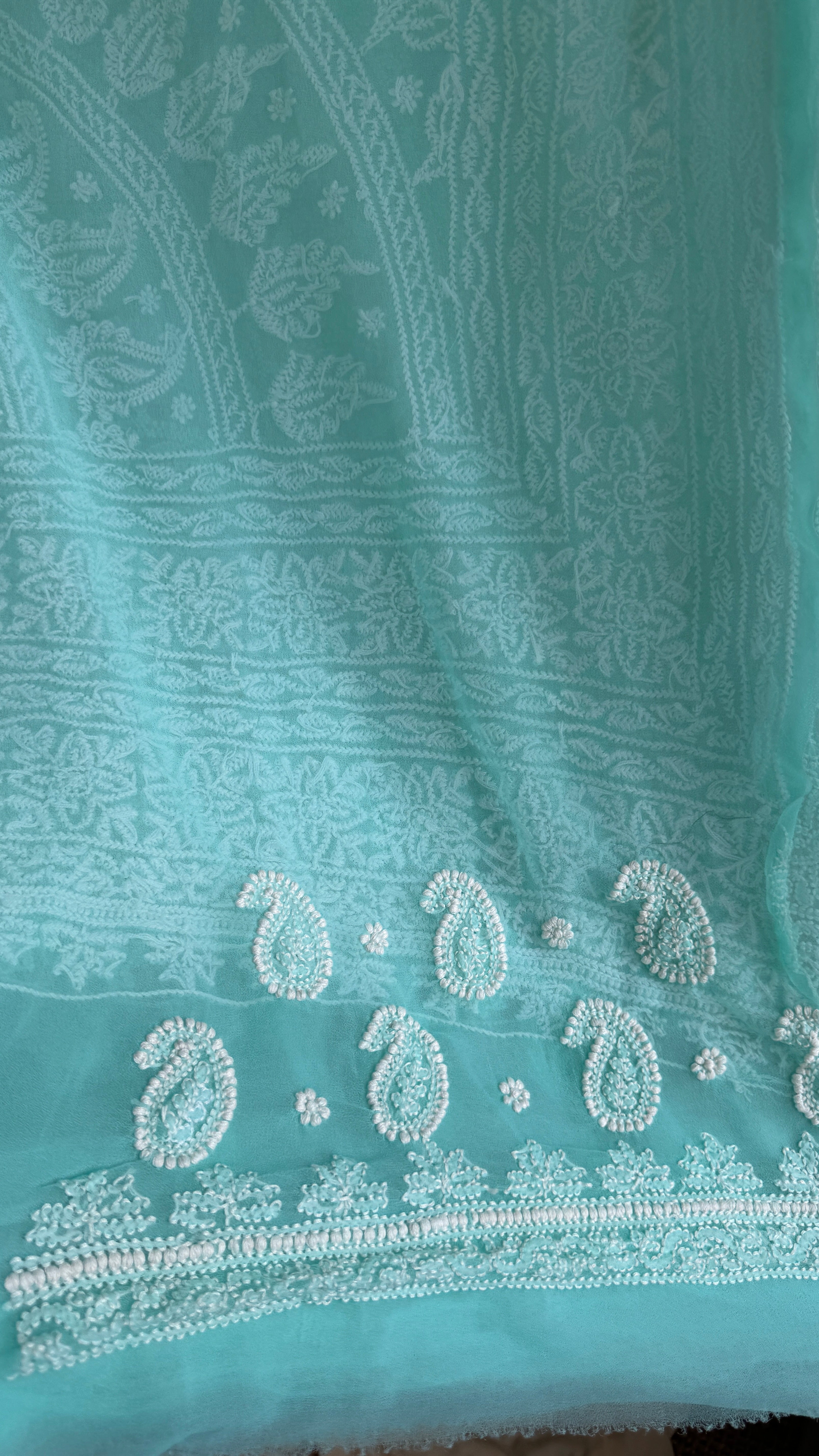Georgette Chikankari saree in Green