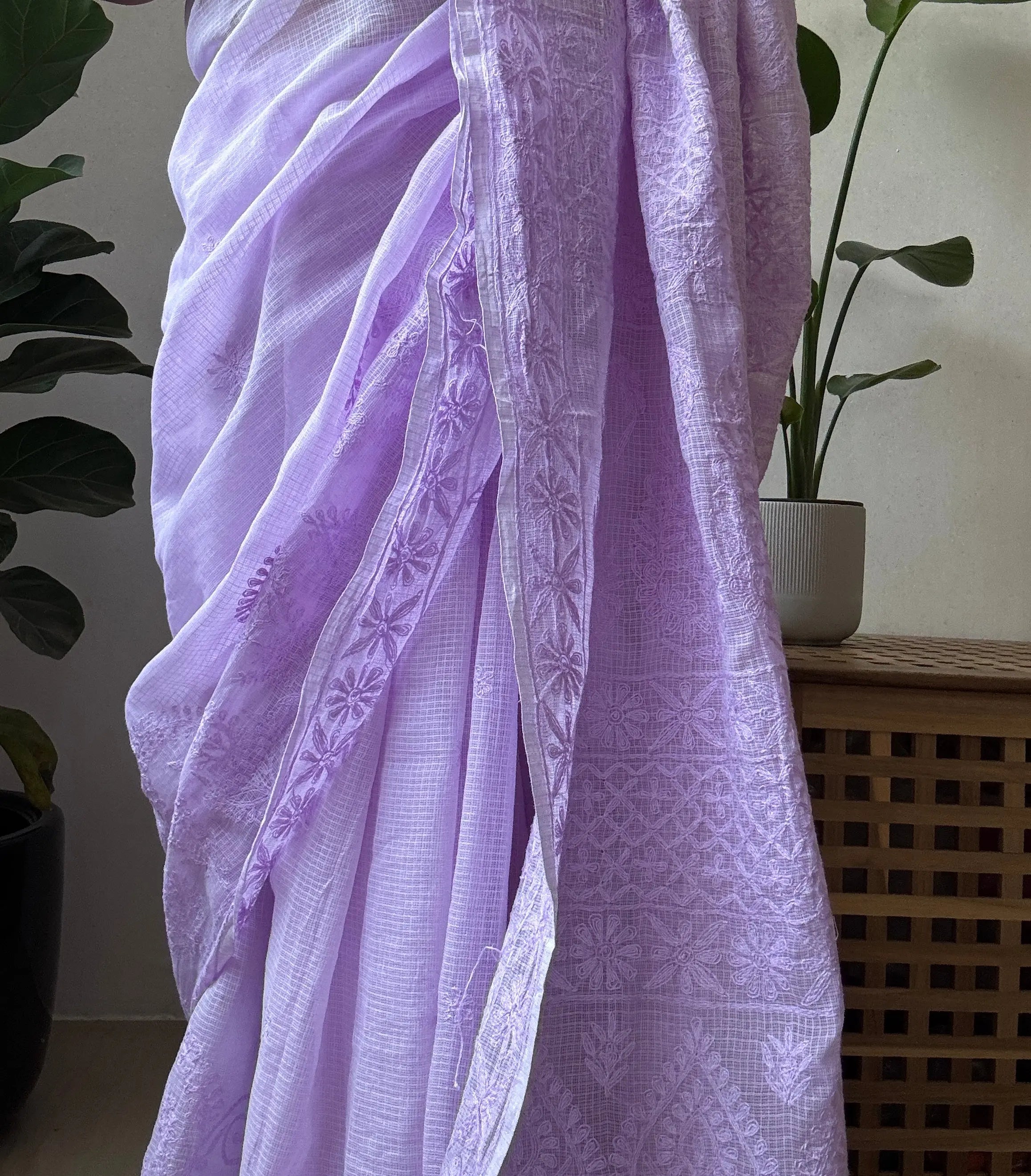 Kota Chikankari saree in Lilac ARIAA CHIKANKARI 