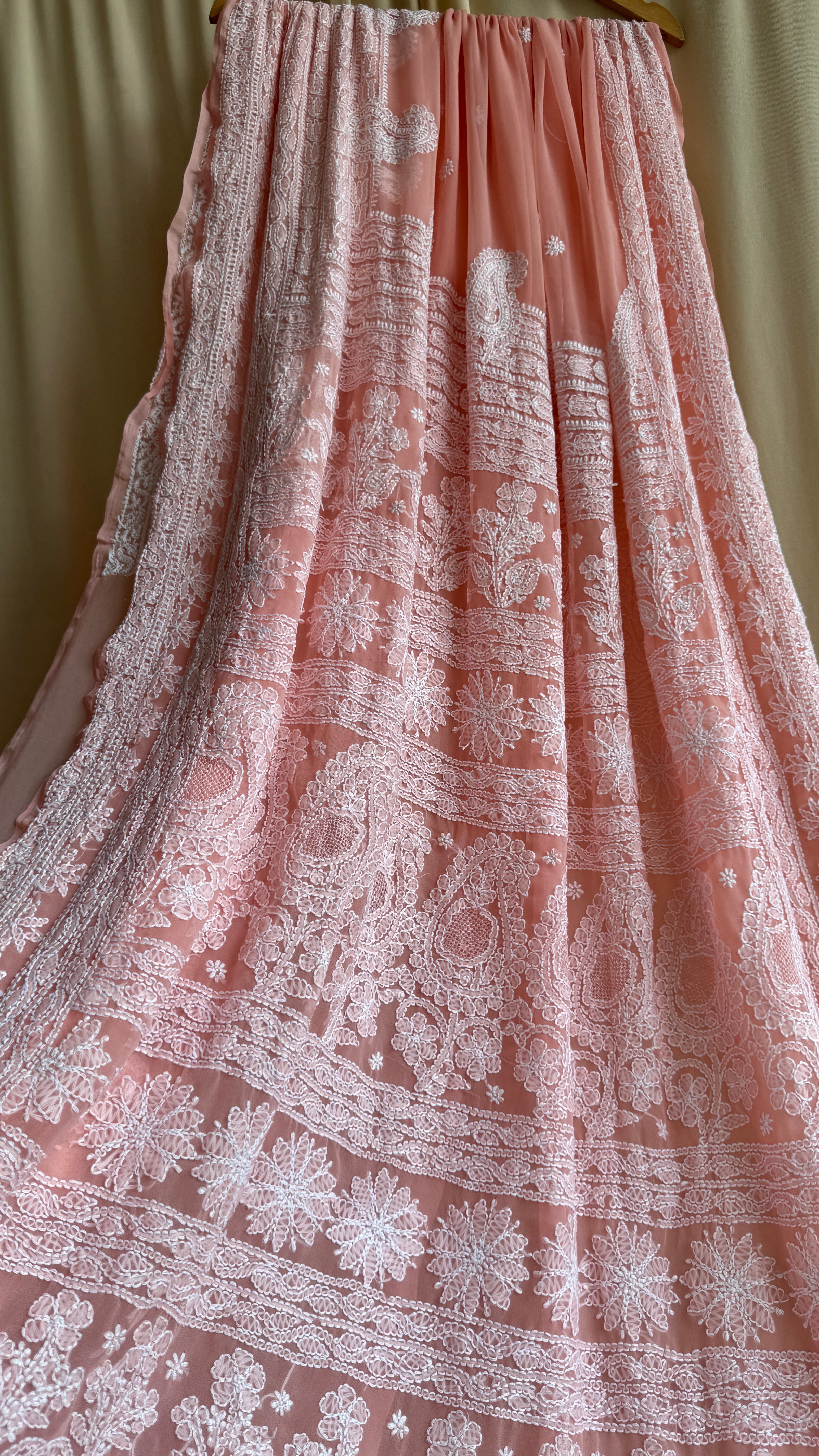 Georgette Chikankari saree in Rose Pink