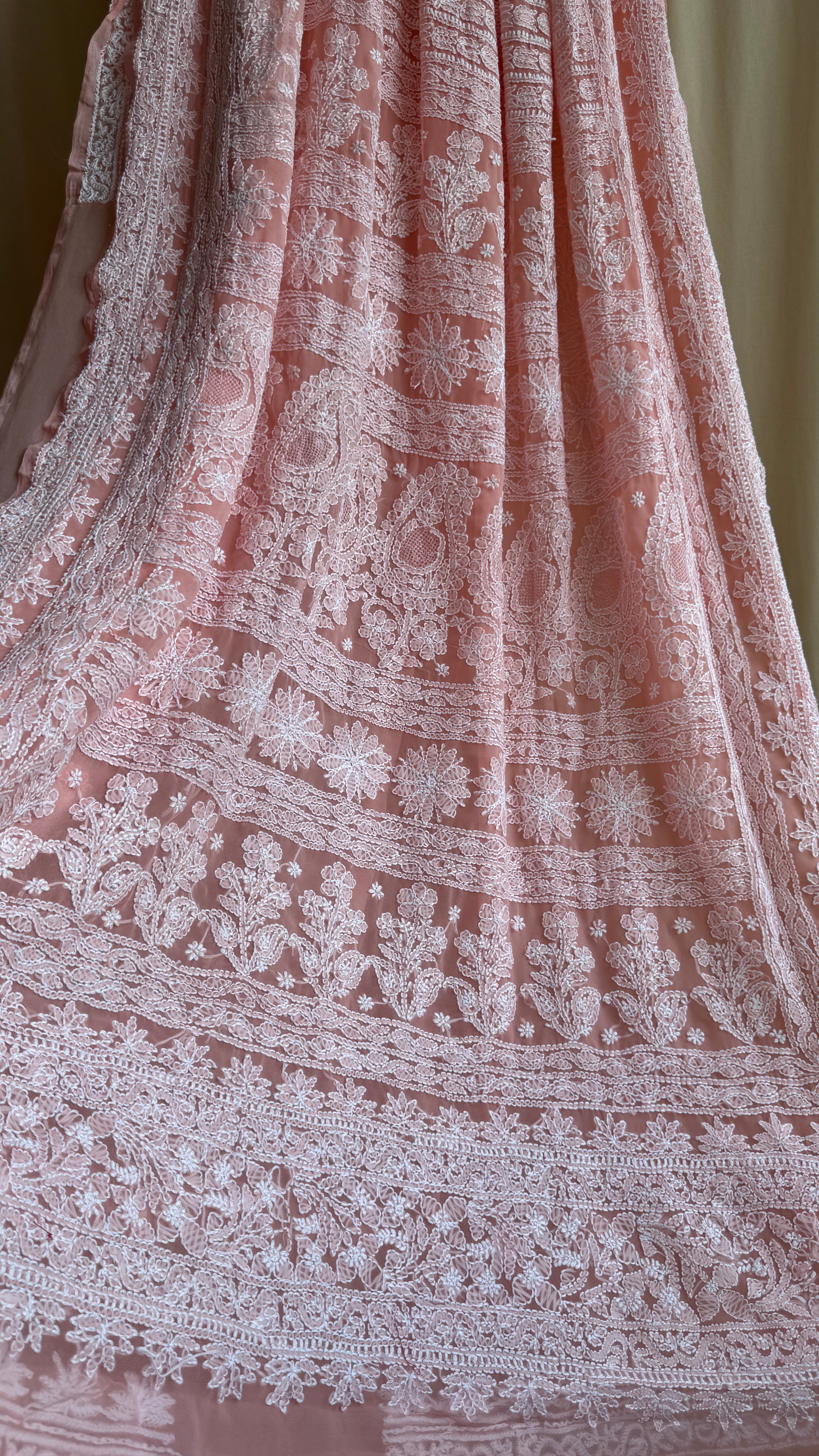 Georgette Chikankari saree in Rose Pink