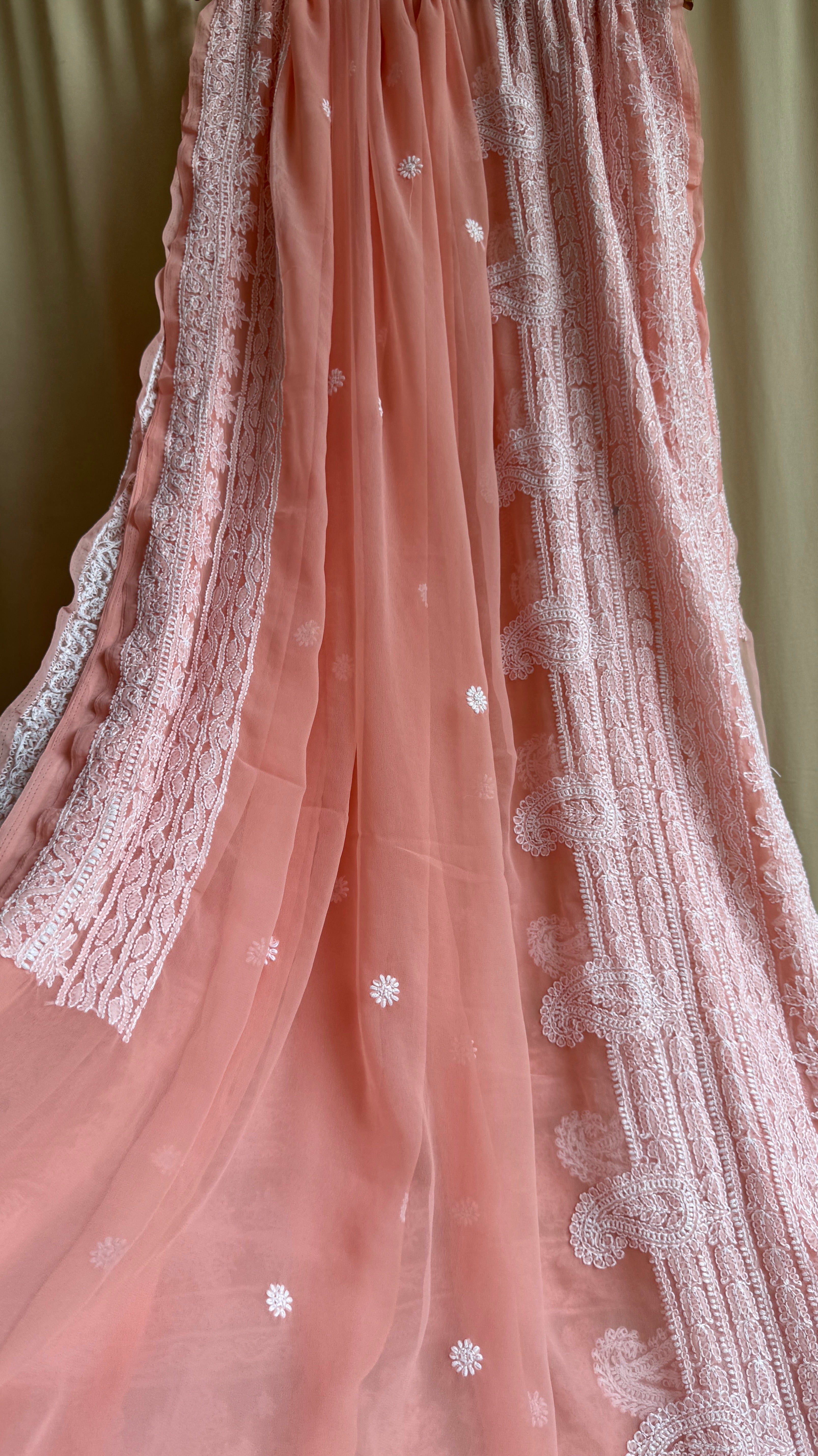 Georgette Chikankari saree in Rose Pink