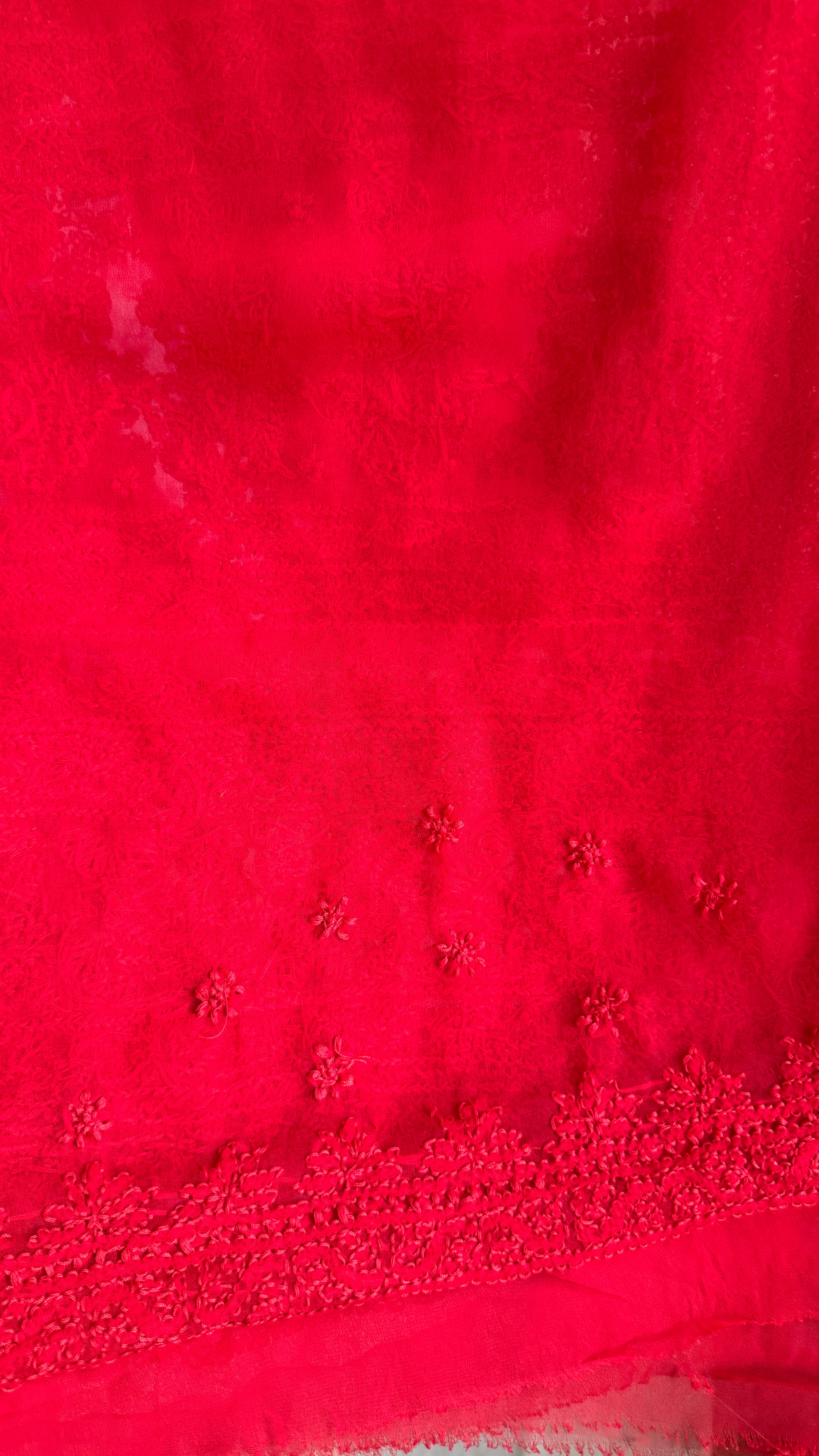 Georgette Chikankari saree in Red