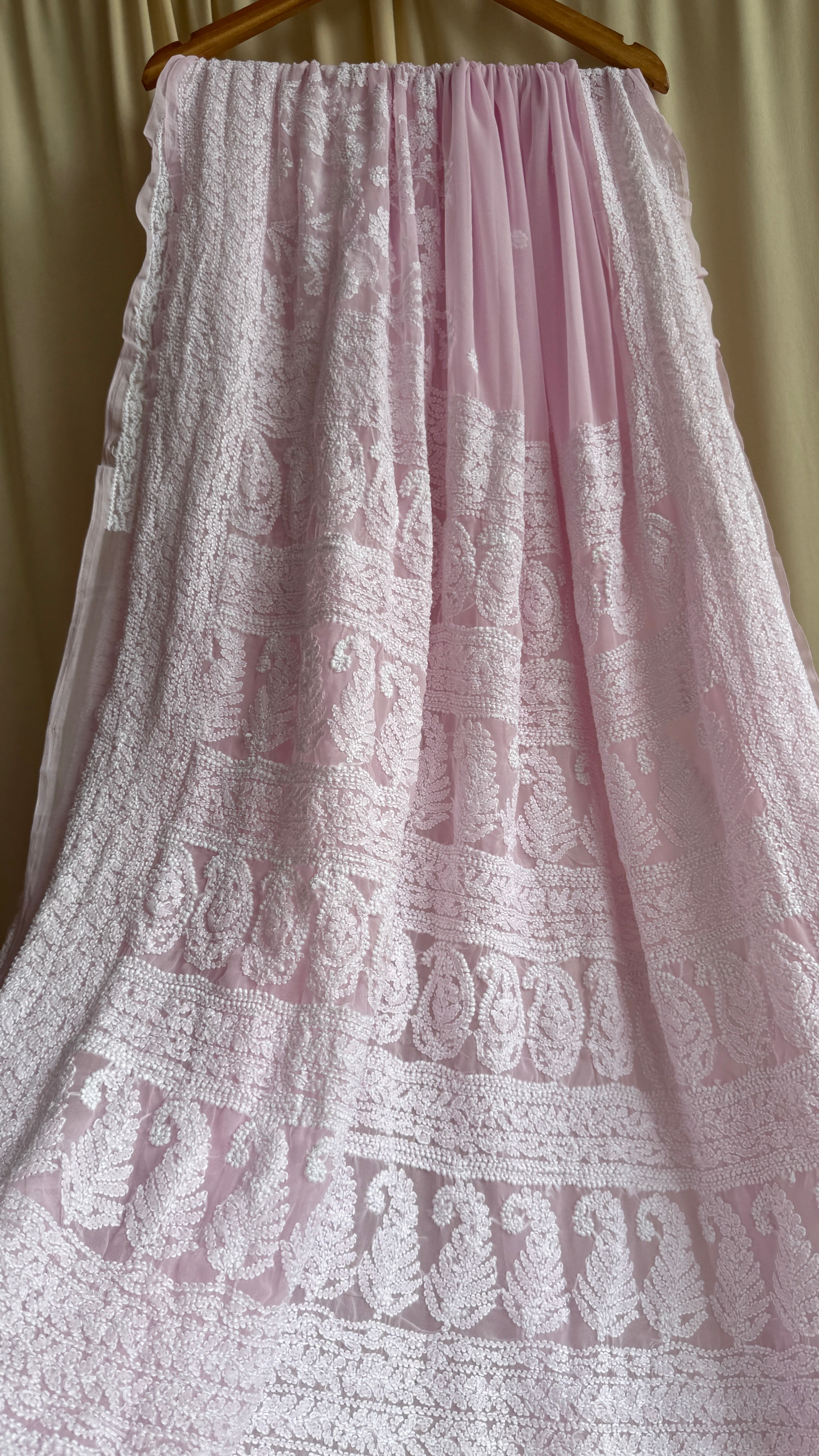 Georgette Chikankari saree in Pink