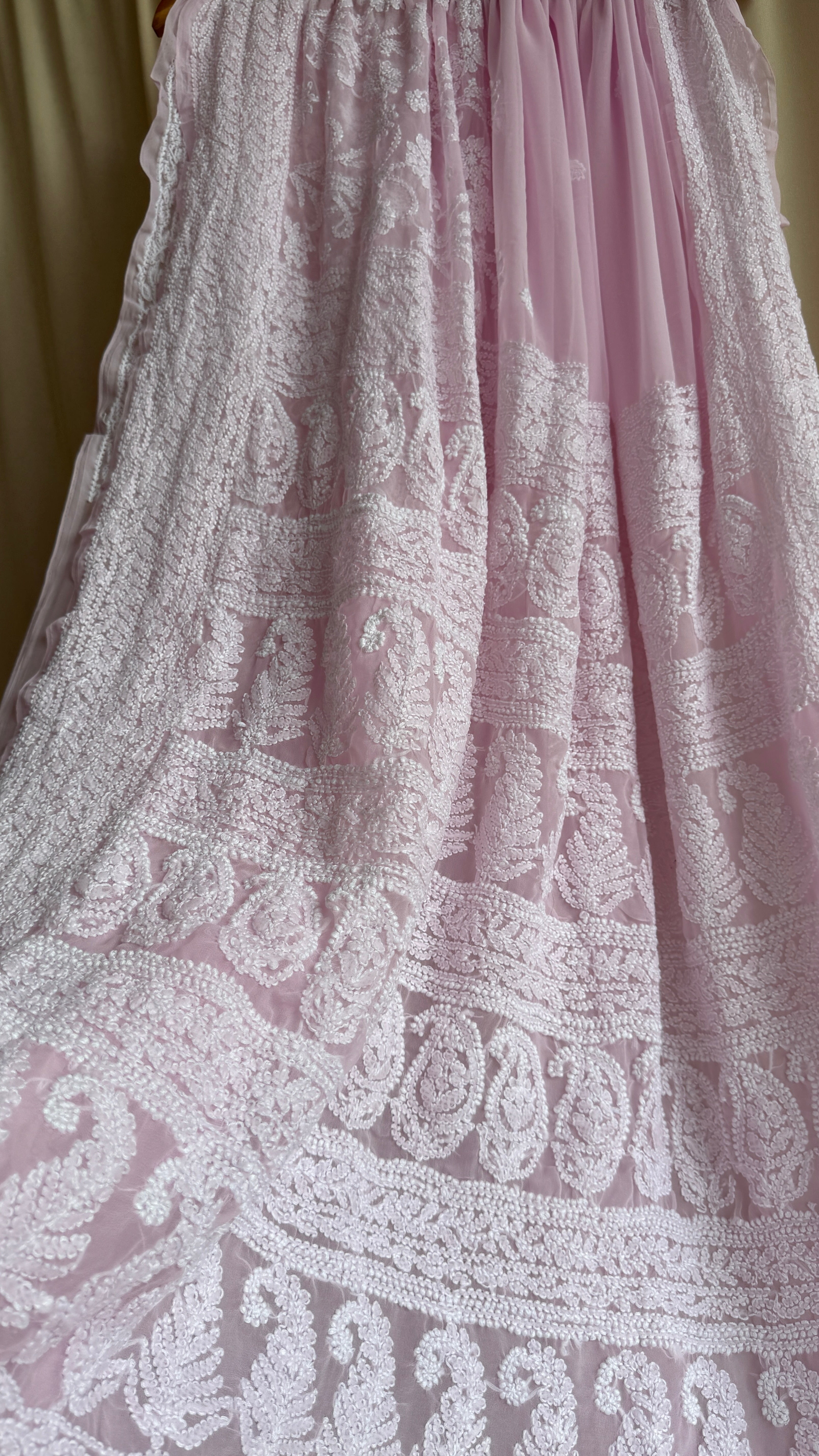 Georgette Chikankari saree in Pink