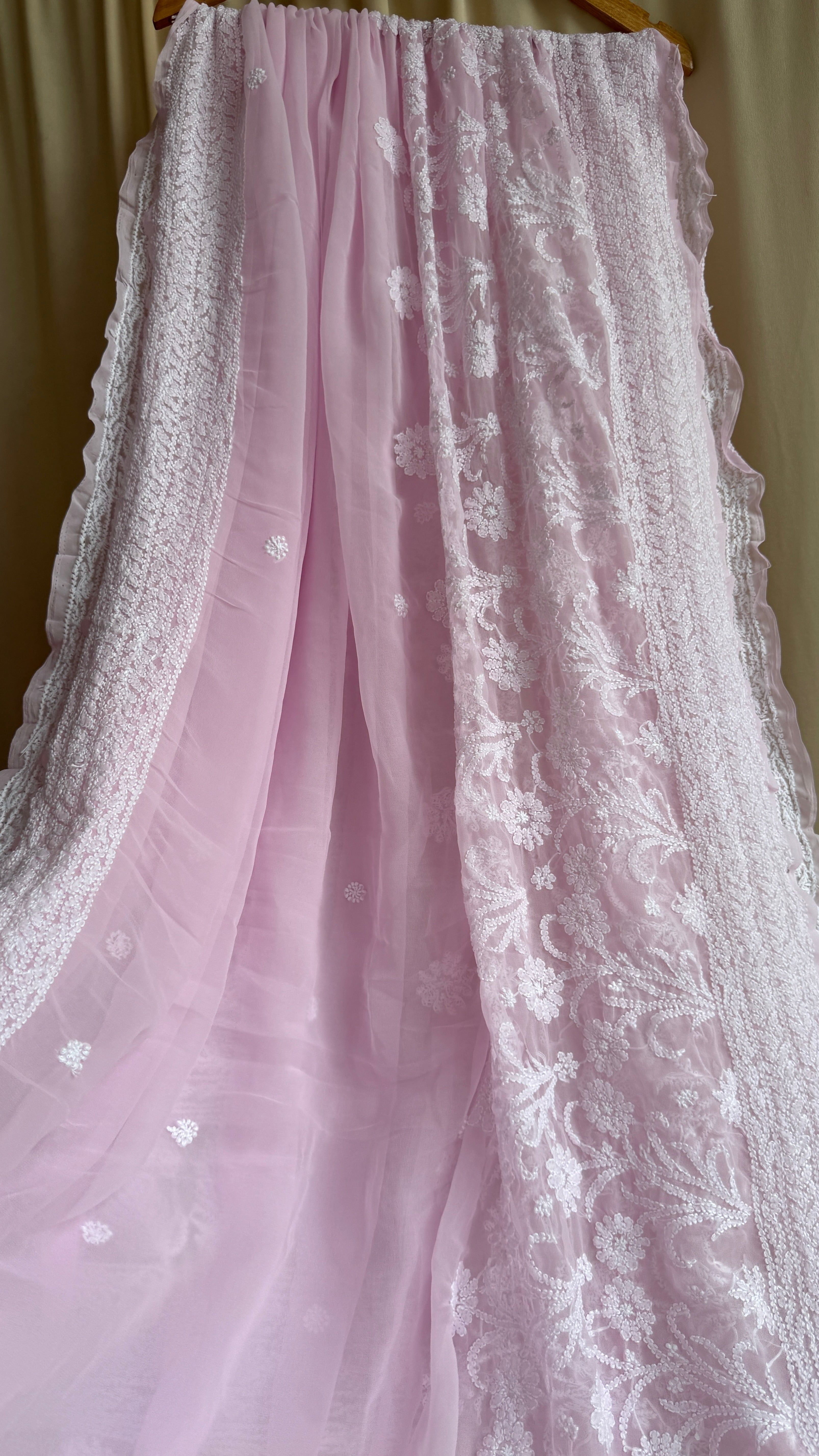 Georgette Chikankari saree in Pink