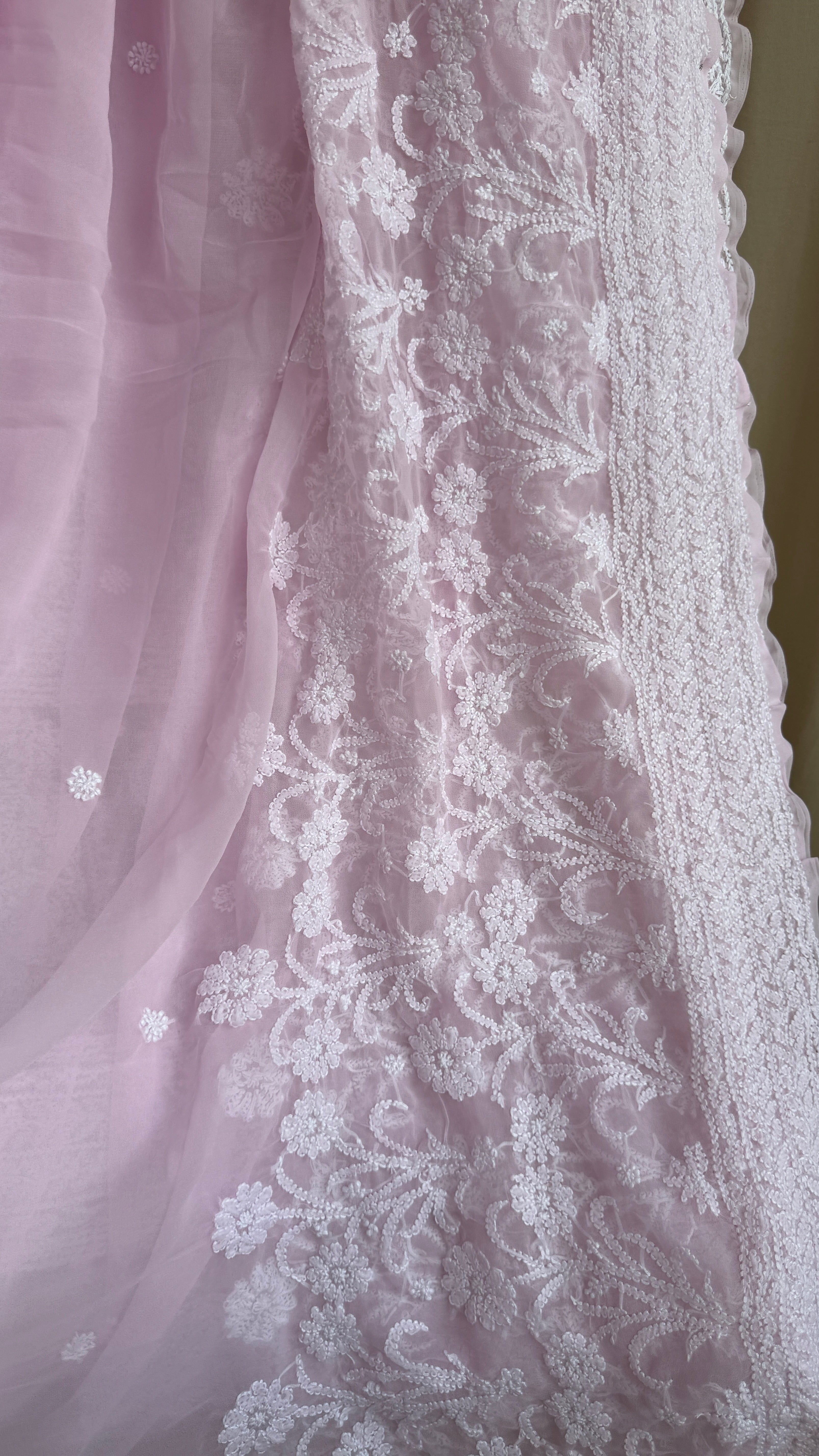 Georgette Chikankari saree in Pink