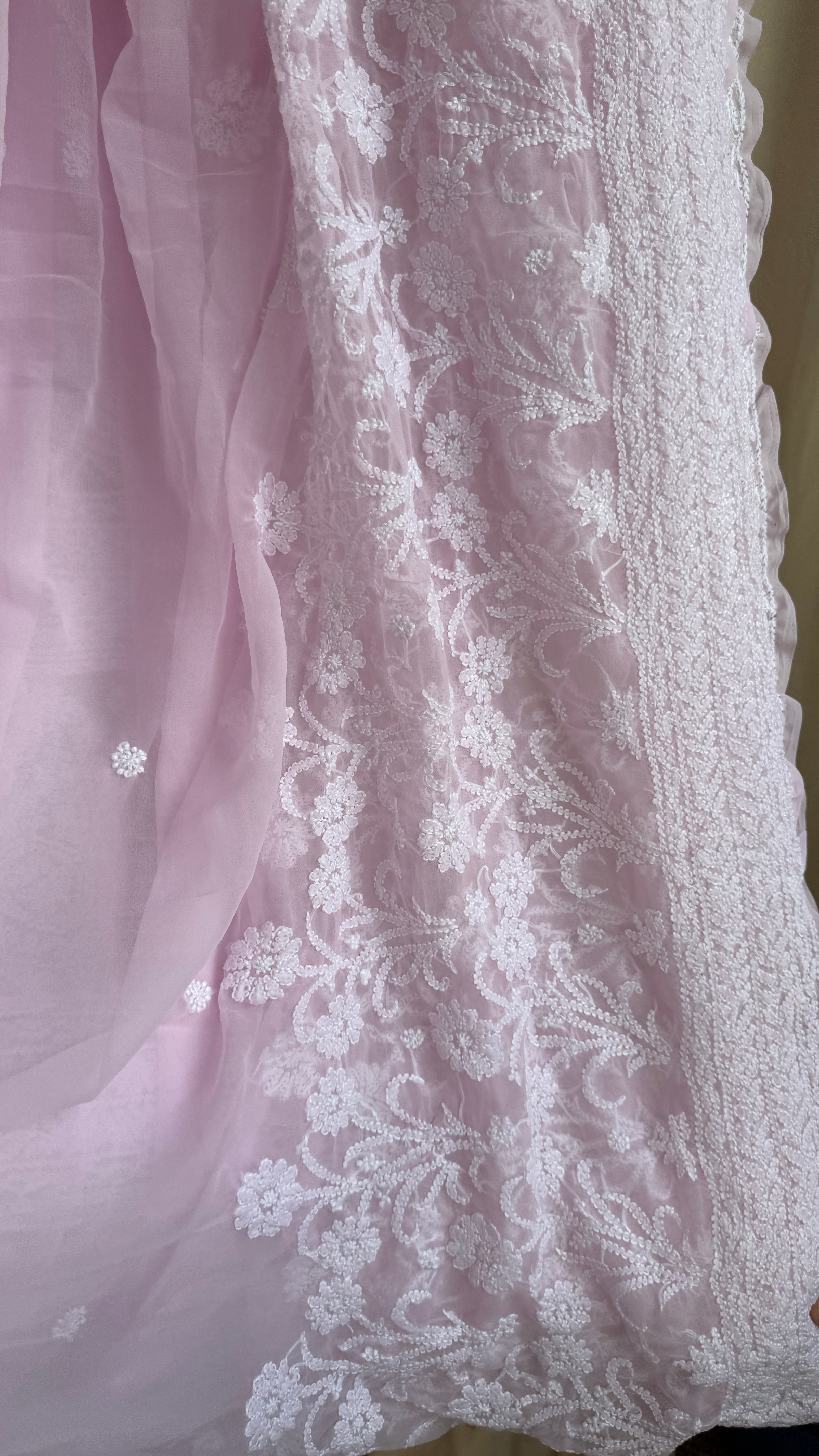 Georgette Chikankari saree in Pink