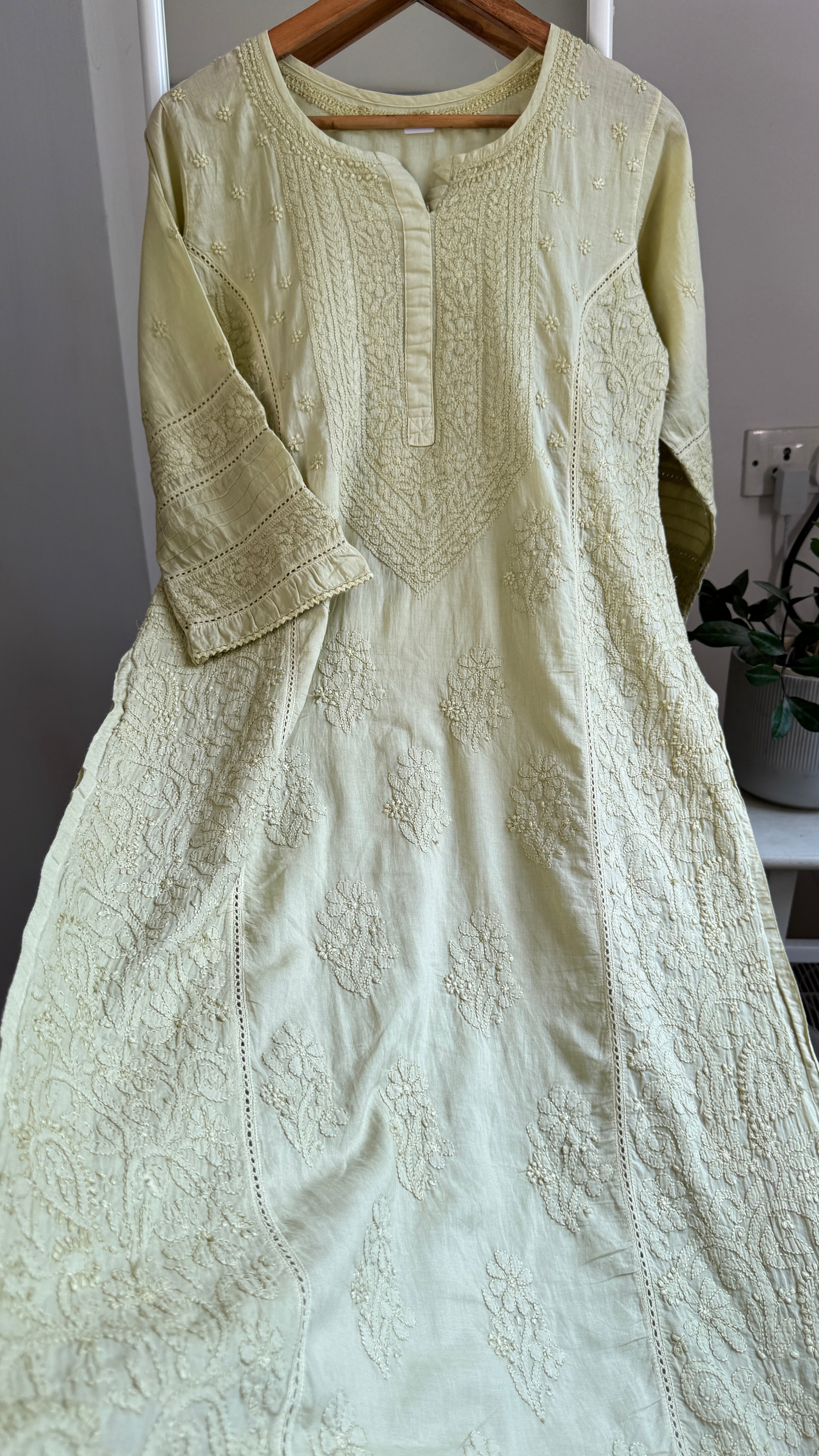 Mul Cotton Chikankari Kurti - Sheen Green - Fiza Collection