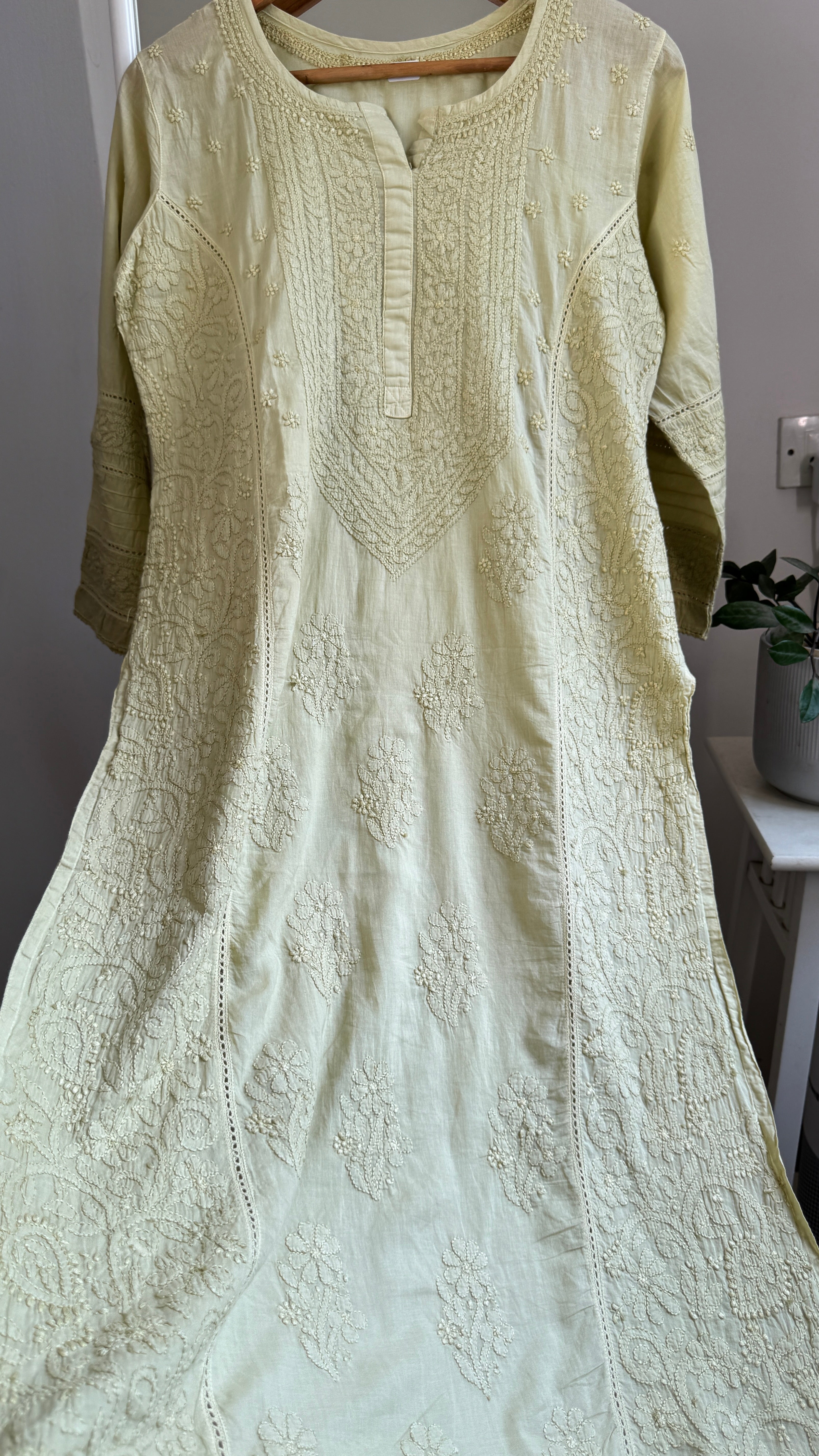 Mul Cotton Chikankari Kurti - Sheen Green - Fiza Collection