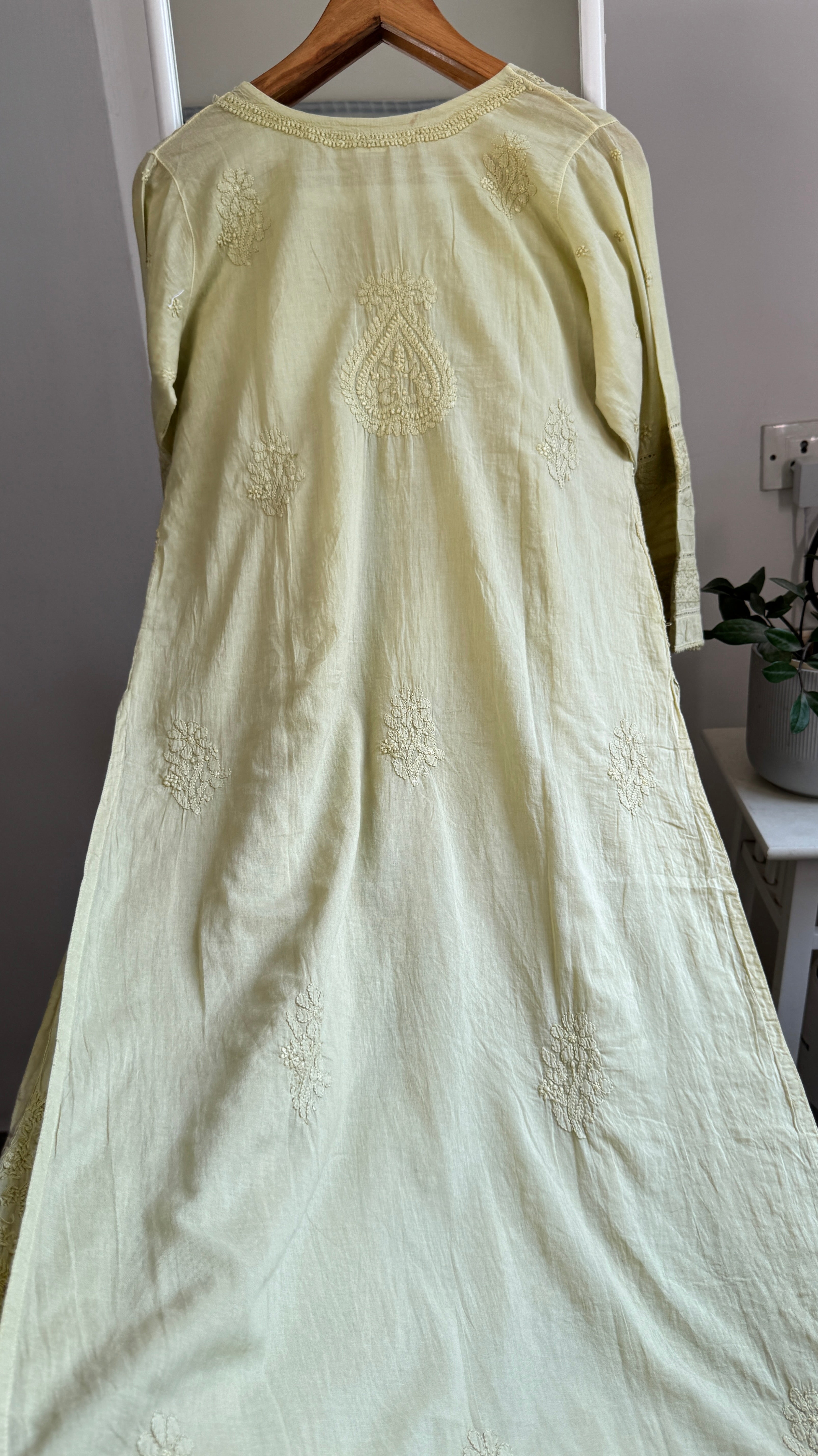 Mul Cotton Chikankari Kurti - Sheen Green - Fiza Collection