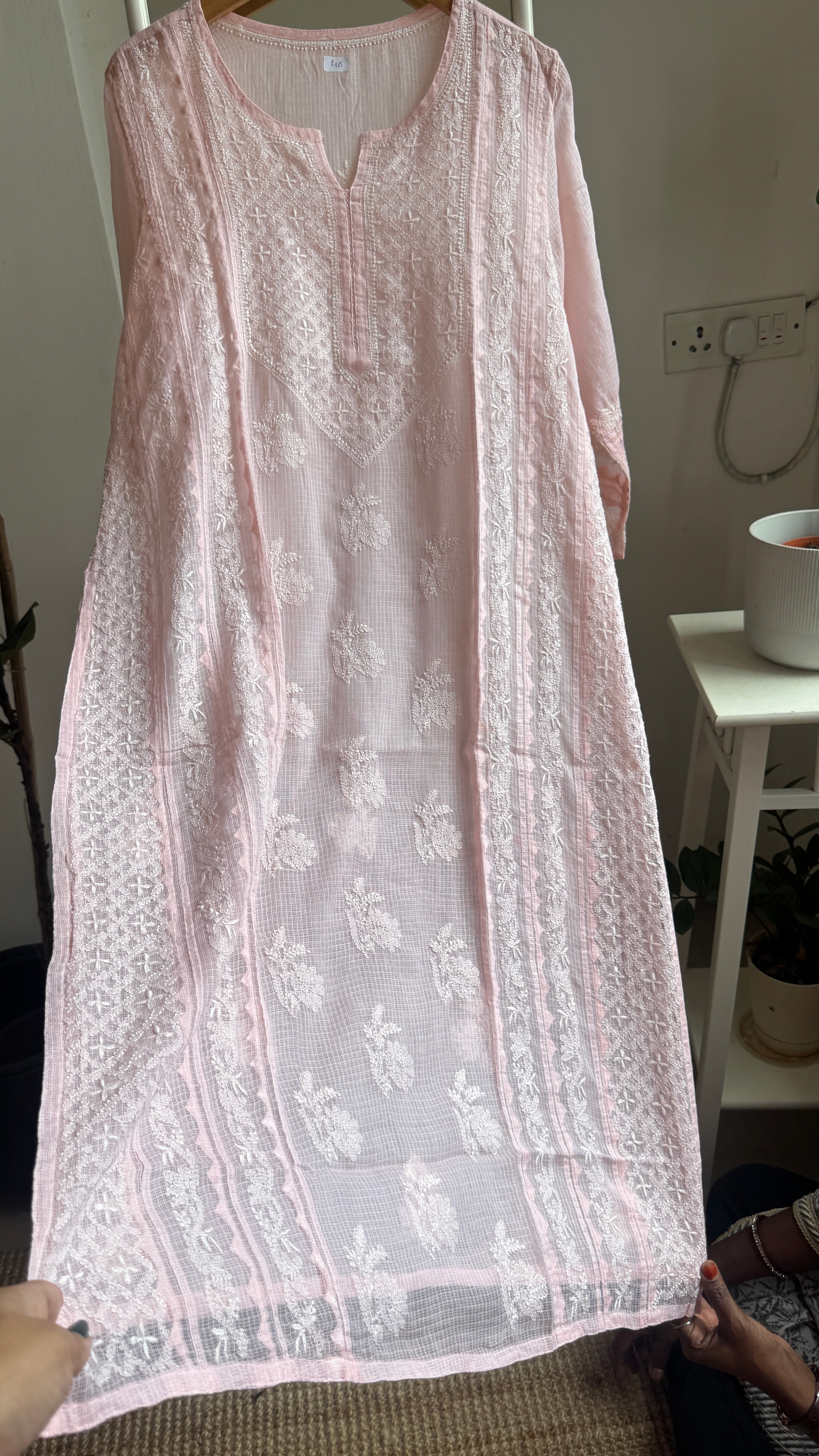 Kota Soft Cotton Chikankari Kurti -  Pink - TARA Collection