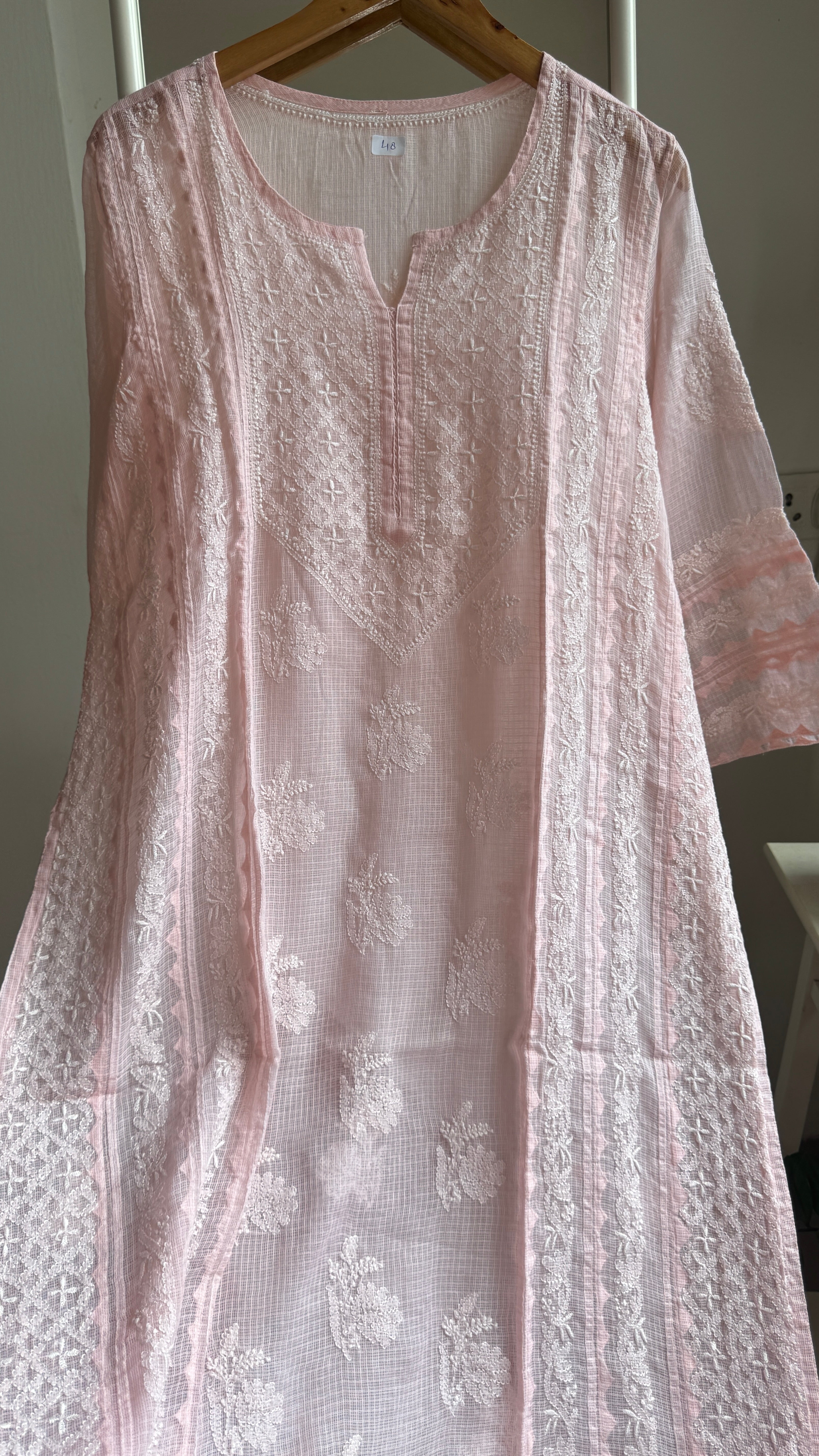 Kota Soft Cotton Chikankari Kurti -  Pink - TARA Collection