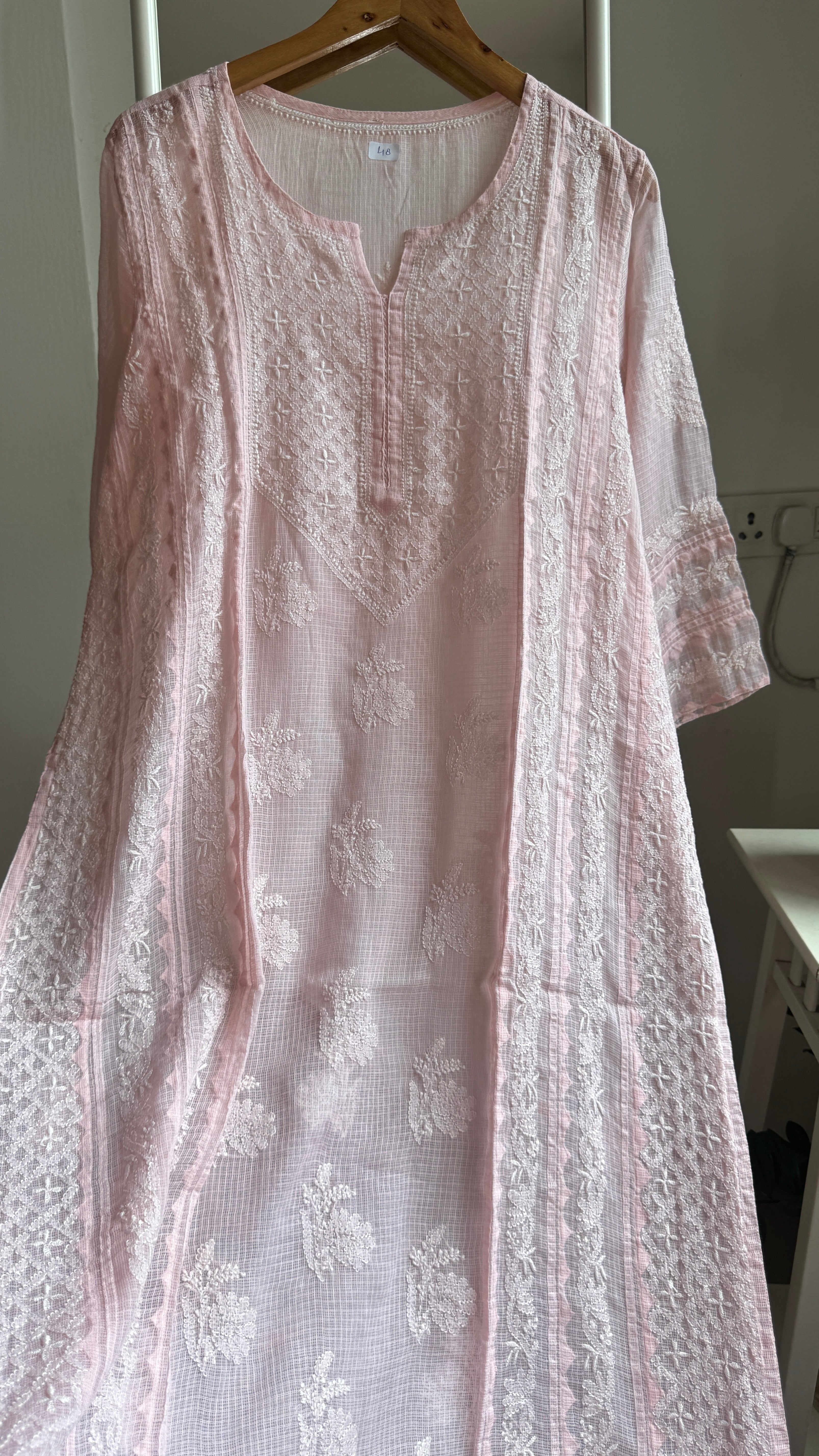 Kota Soft Cotton Chikankari Kurti -  Pink - TARA Collection