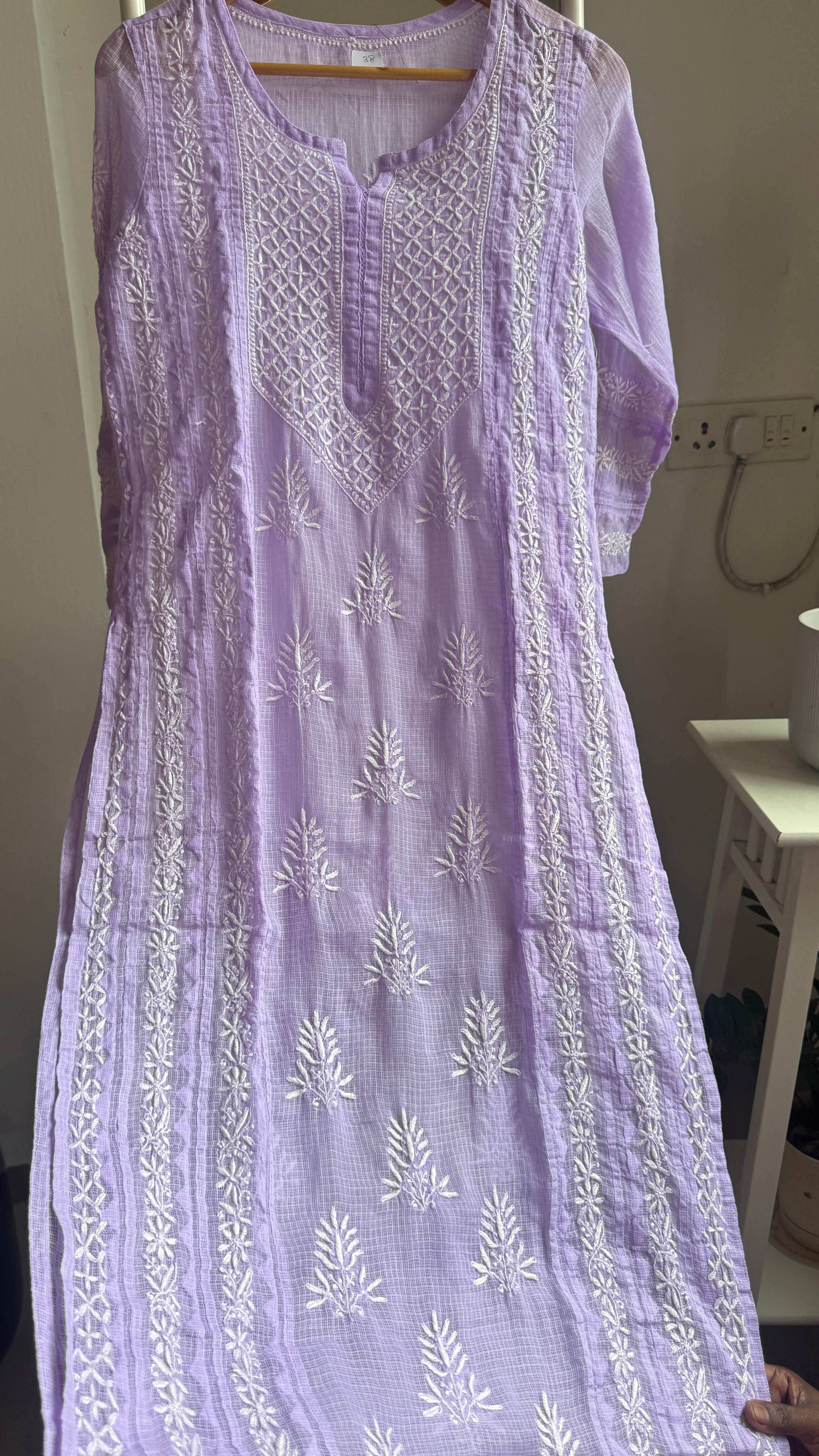 Kota Soft Cotton Chikankari Kurti -  Lilac - TARA Collection