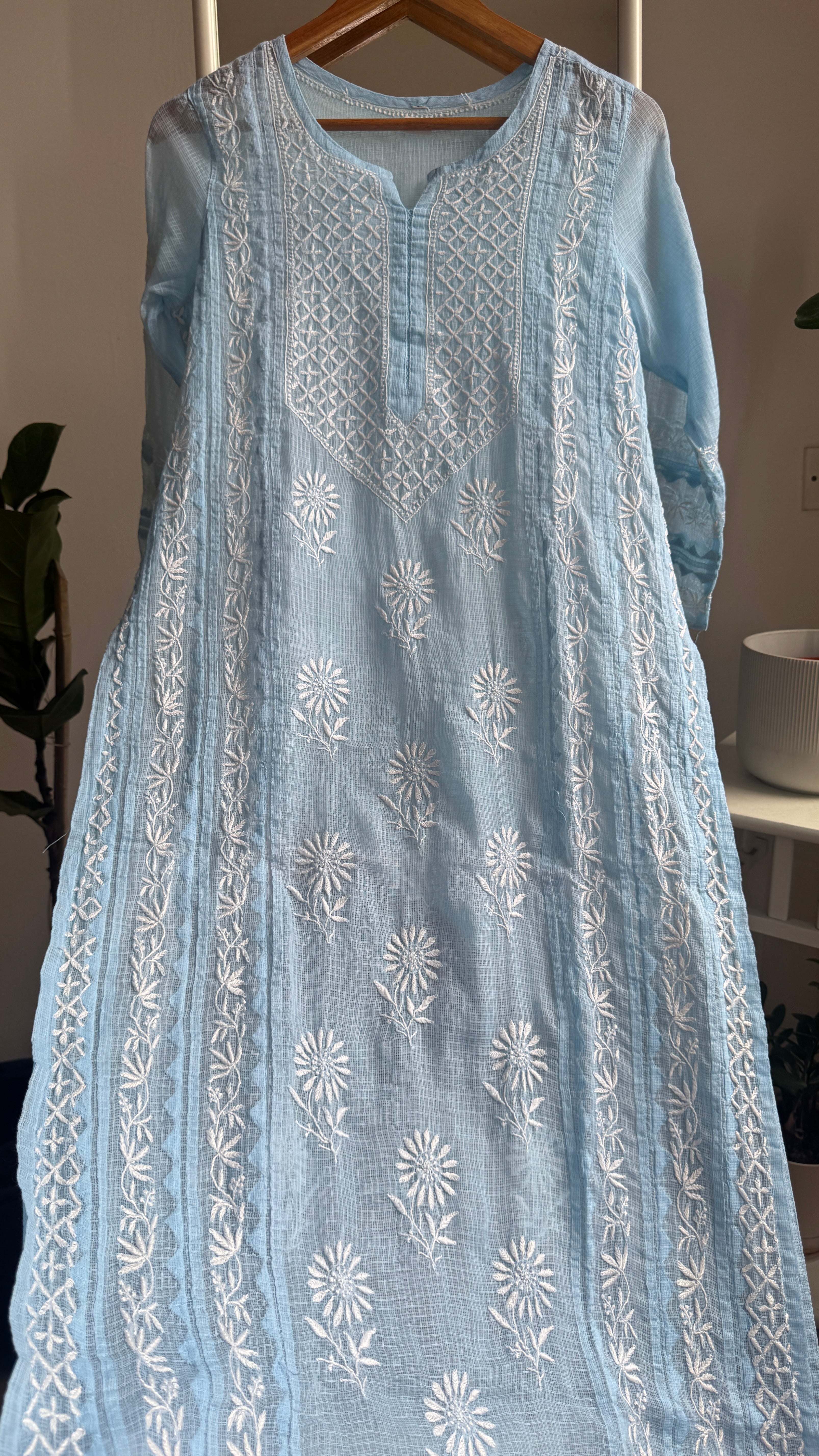 Kota Soft Cotton Chikankari Kurti -Blue- TARA Collection