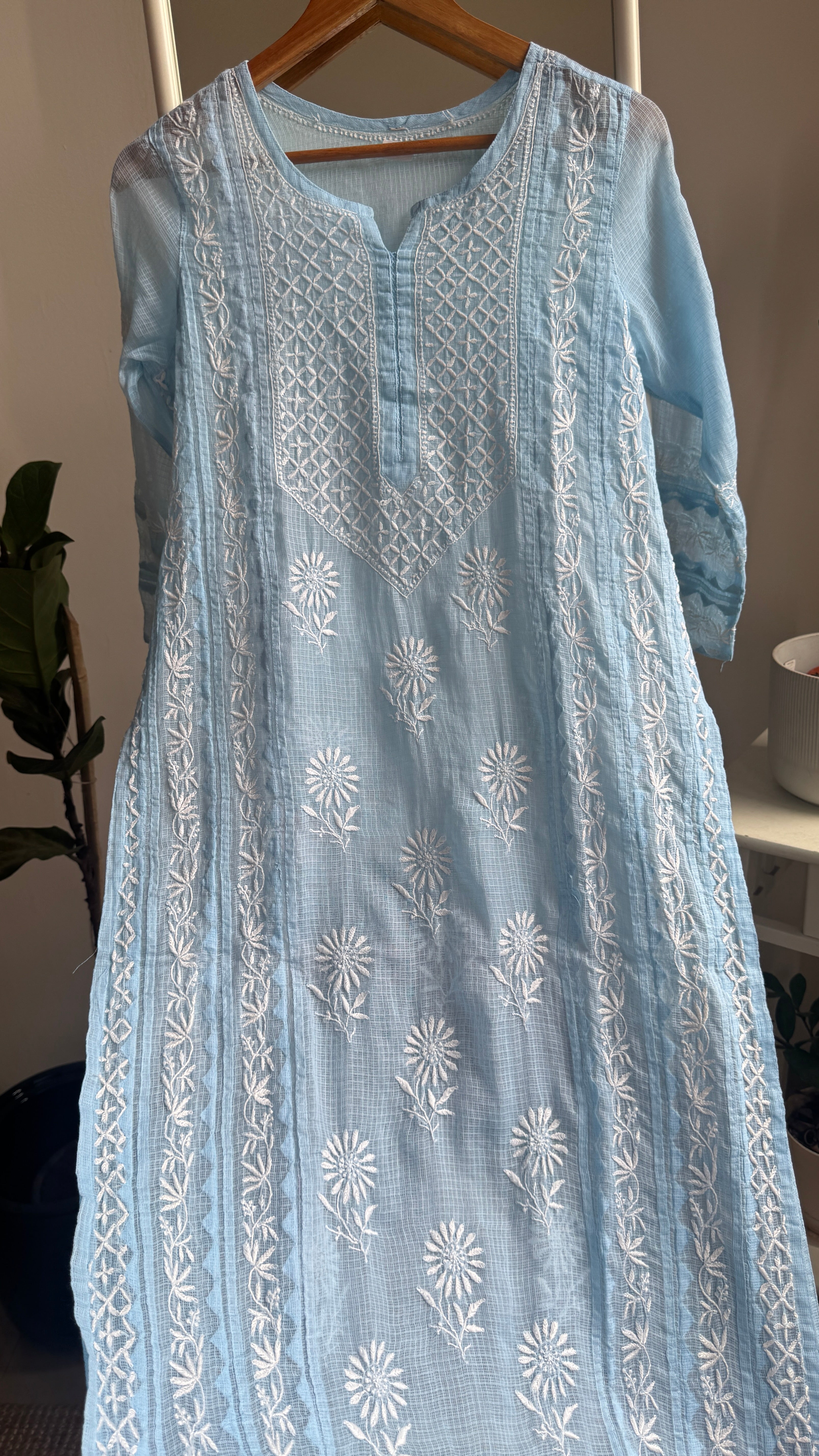Kota Soft Cotton Chikankari Kurti -Blue- TARA Collection