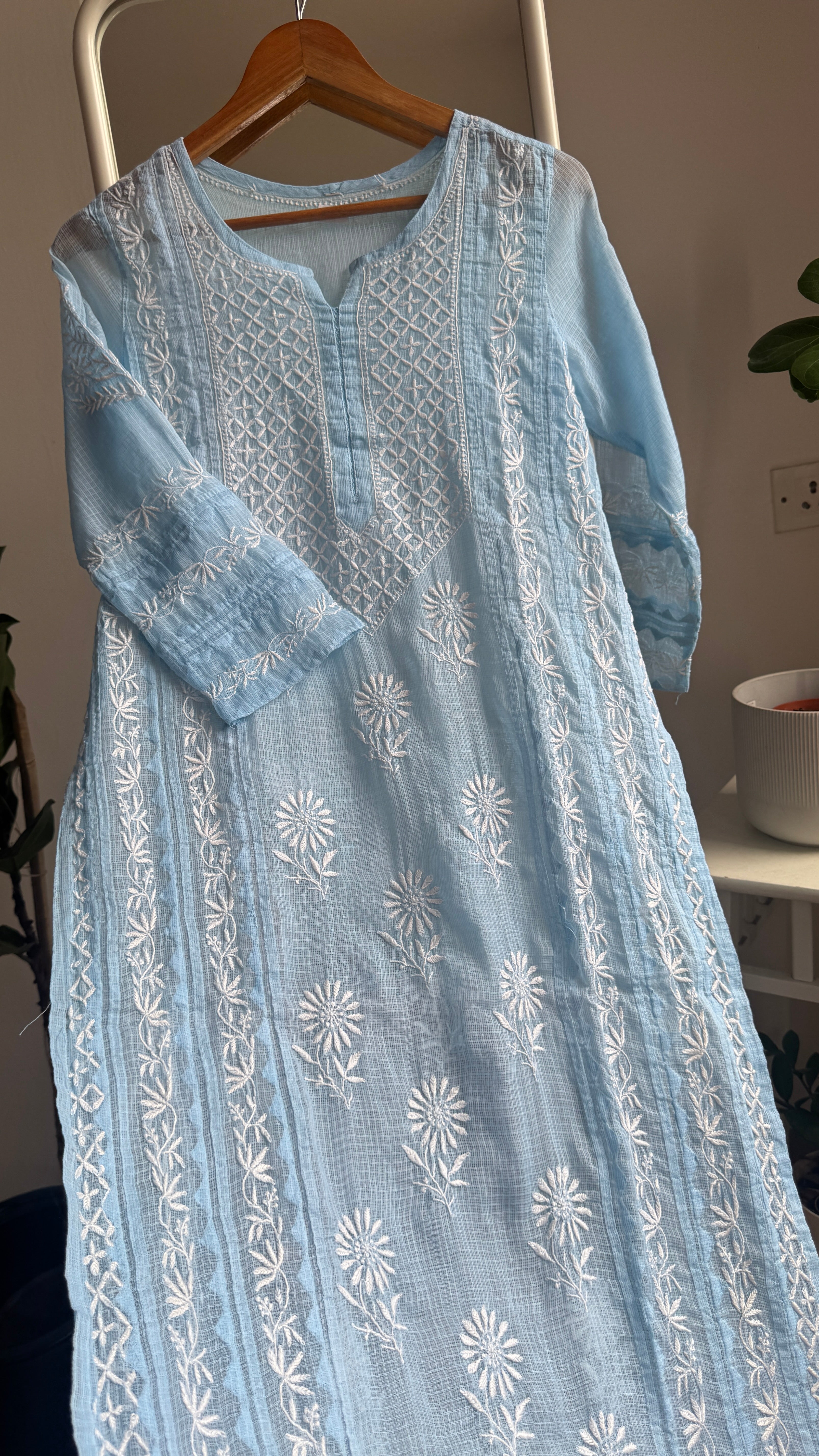 Kota Soft Cotton Chikankari Kurti -Blue- TARA Collection