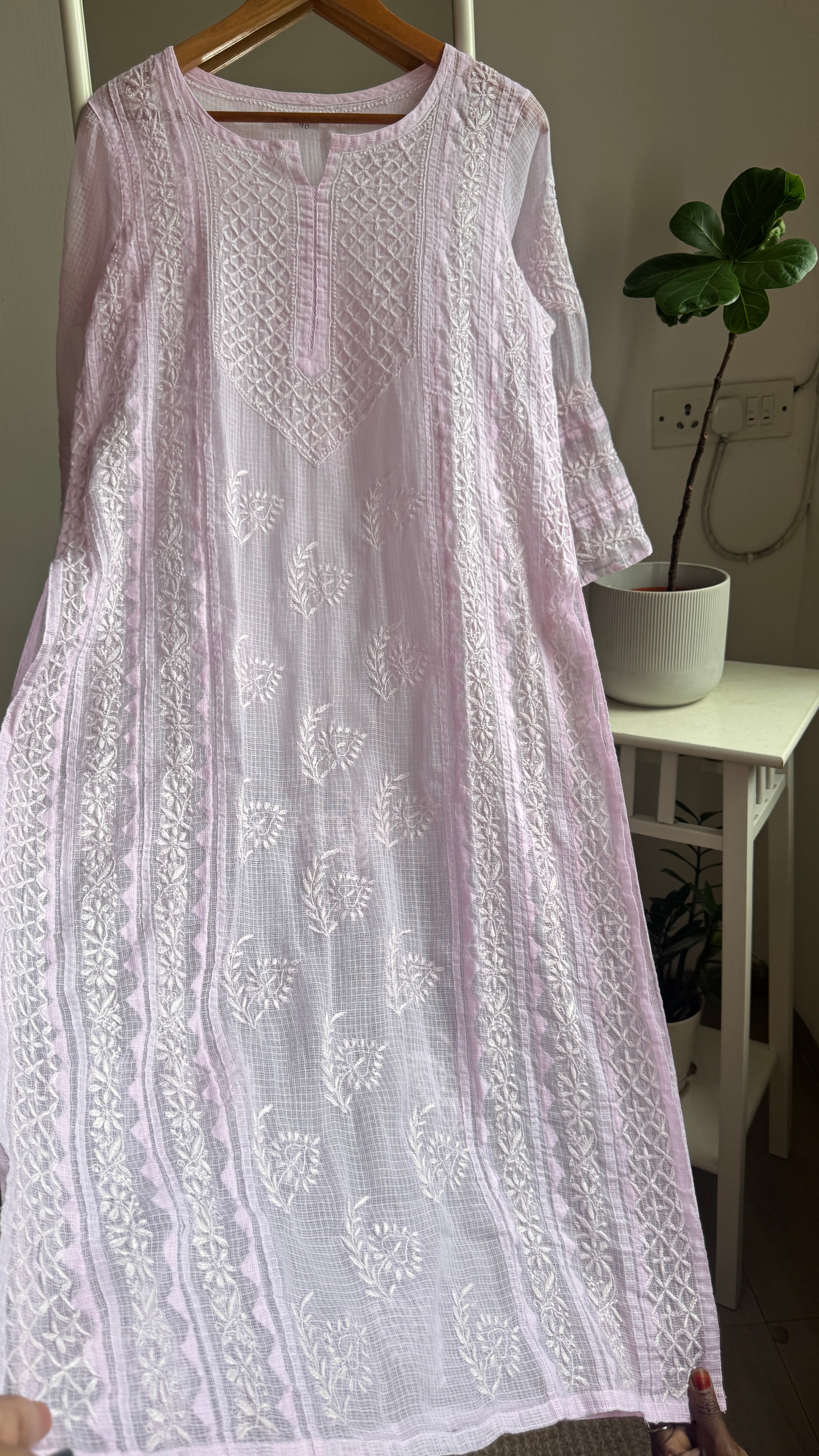 Kota Soft Cotton Chikankari Kurti -  Pink - TARA Collection